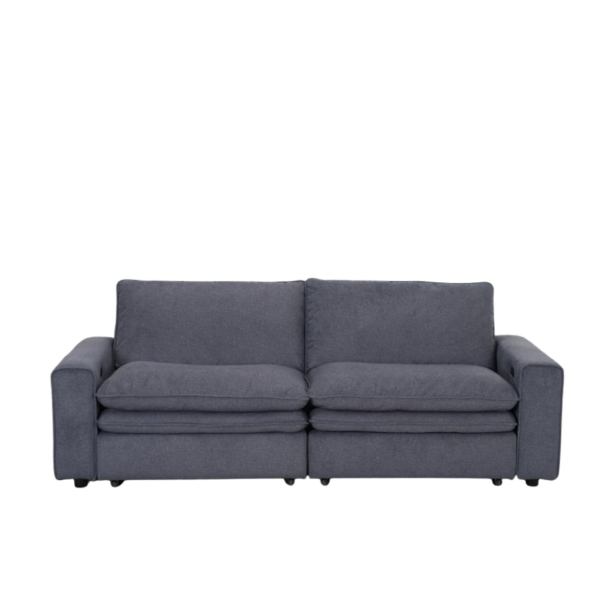 Florence Cloud Electric Recliner Sofa Bed - Grey Fabric - 2 Seater - Pull Out