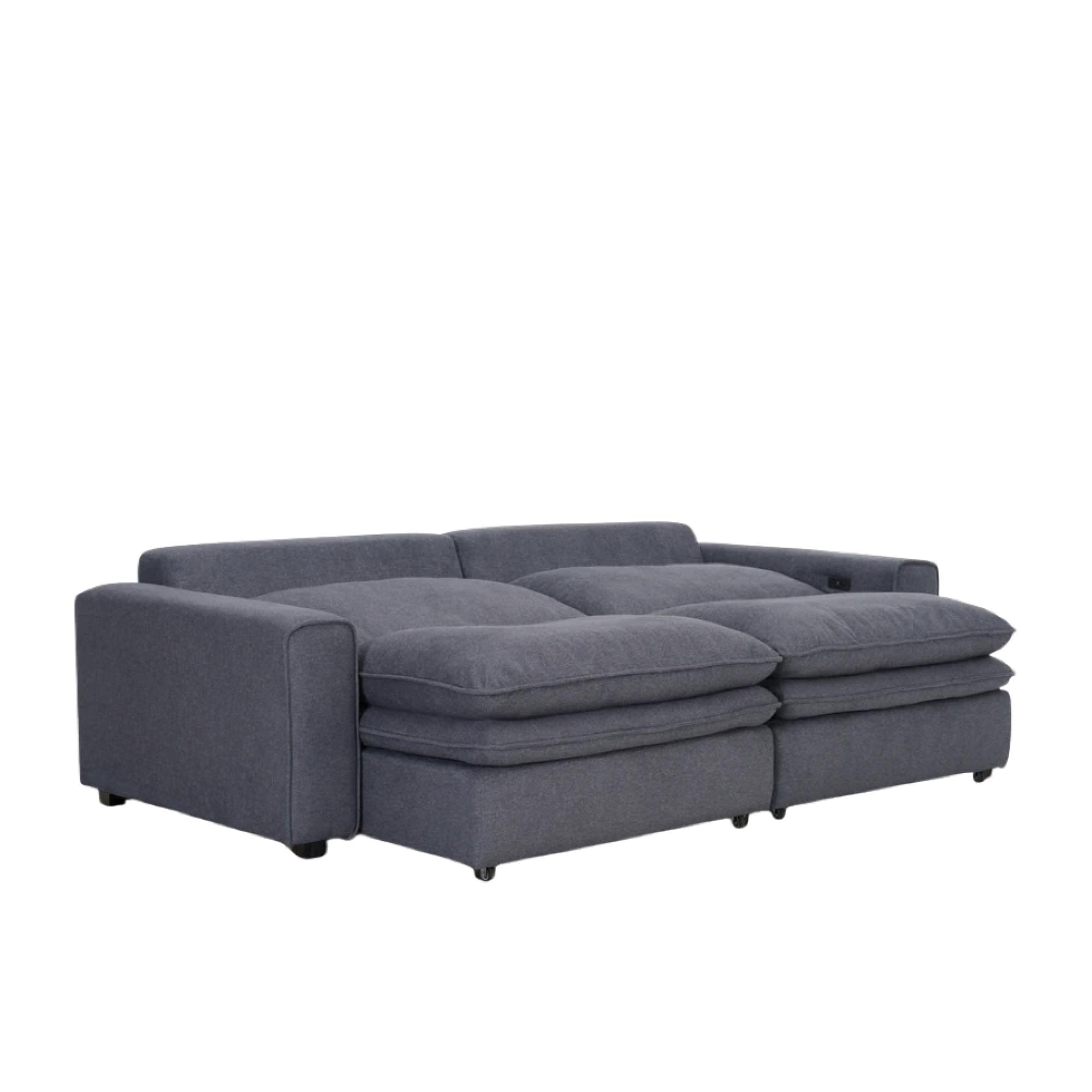 Florence Cloud Electric Recliner Sofa Bed - Grey Fabric - 2 Seater - Pull Out