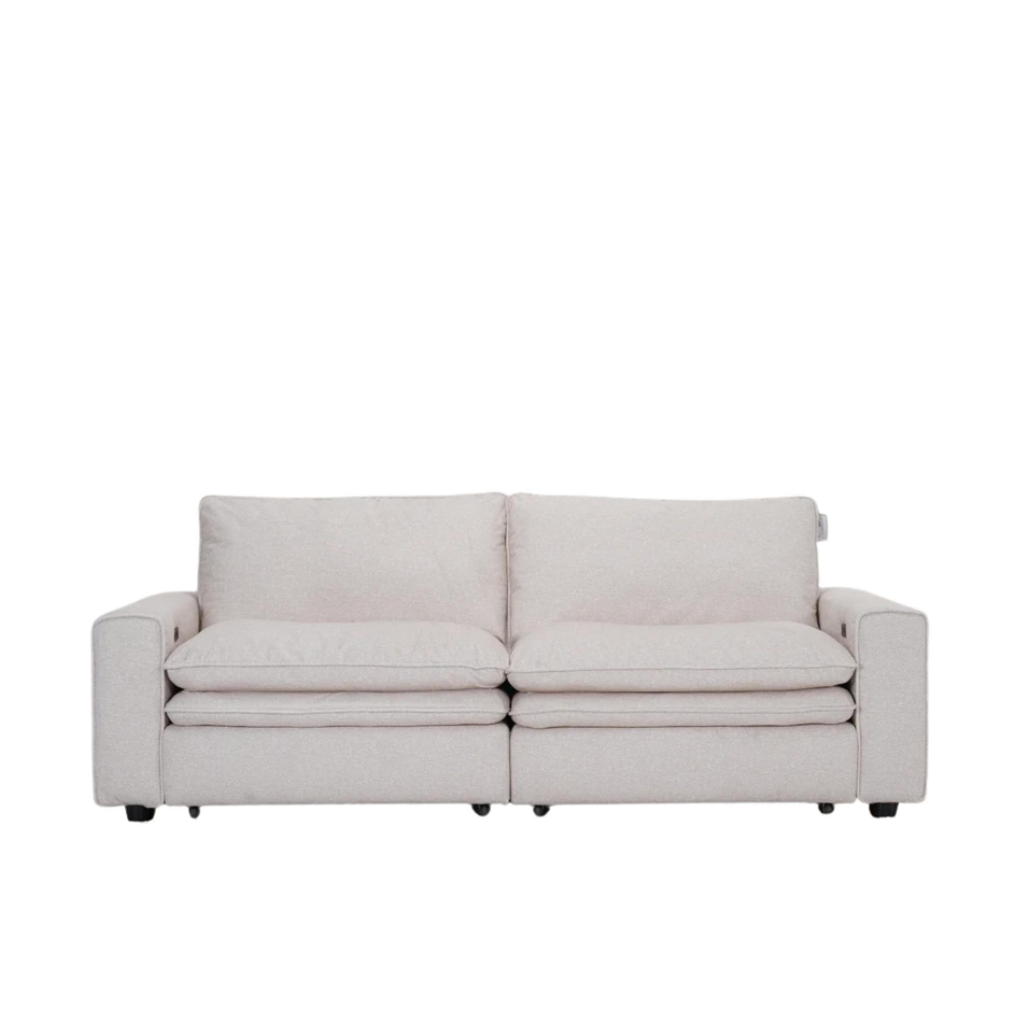 Florence Cloud Electric Recliner Sofa Bed - Beige Fabric - 2 Seater - Pull Out