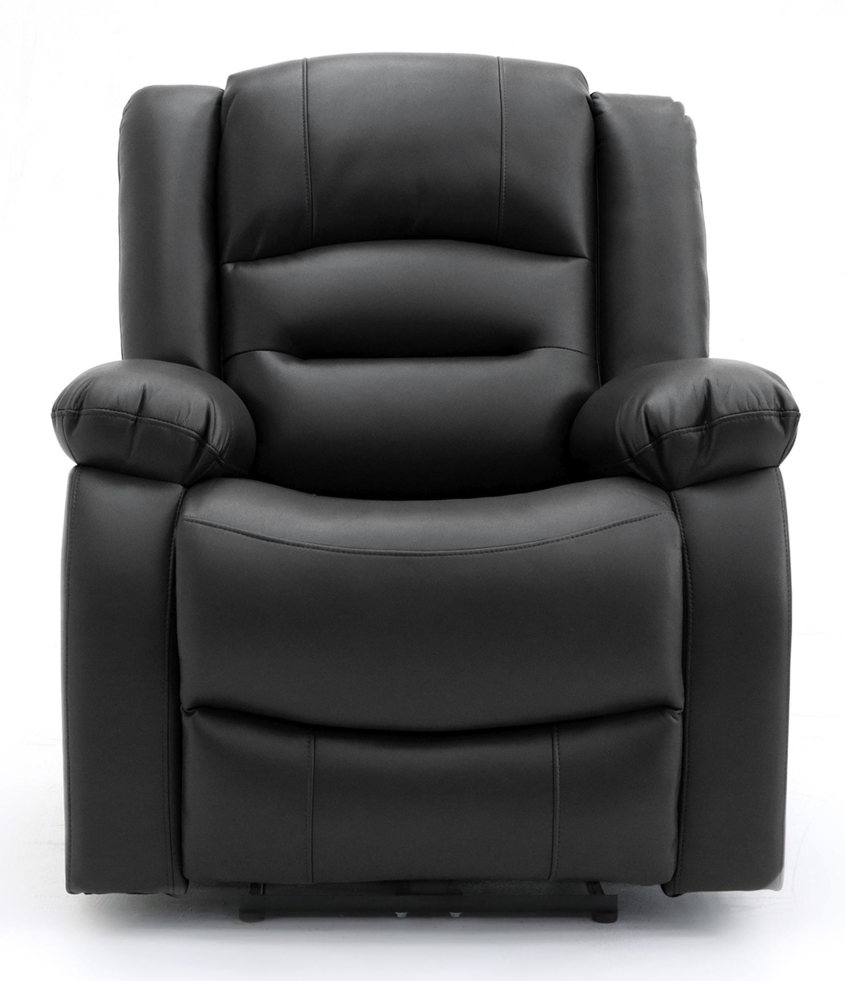 Alva Electric Recliner Armchair - Black Faux Leather