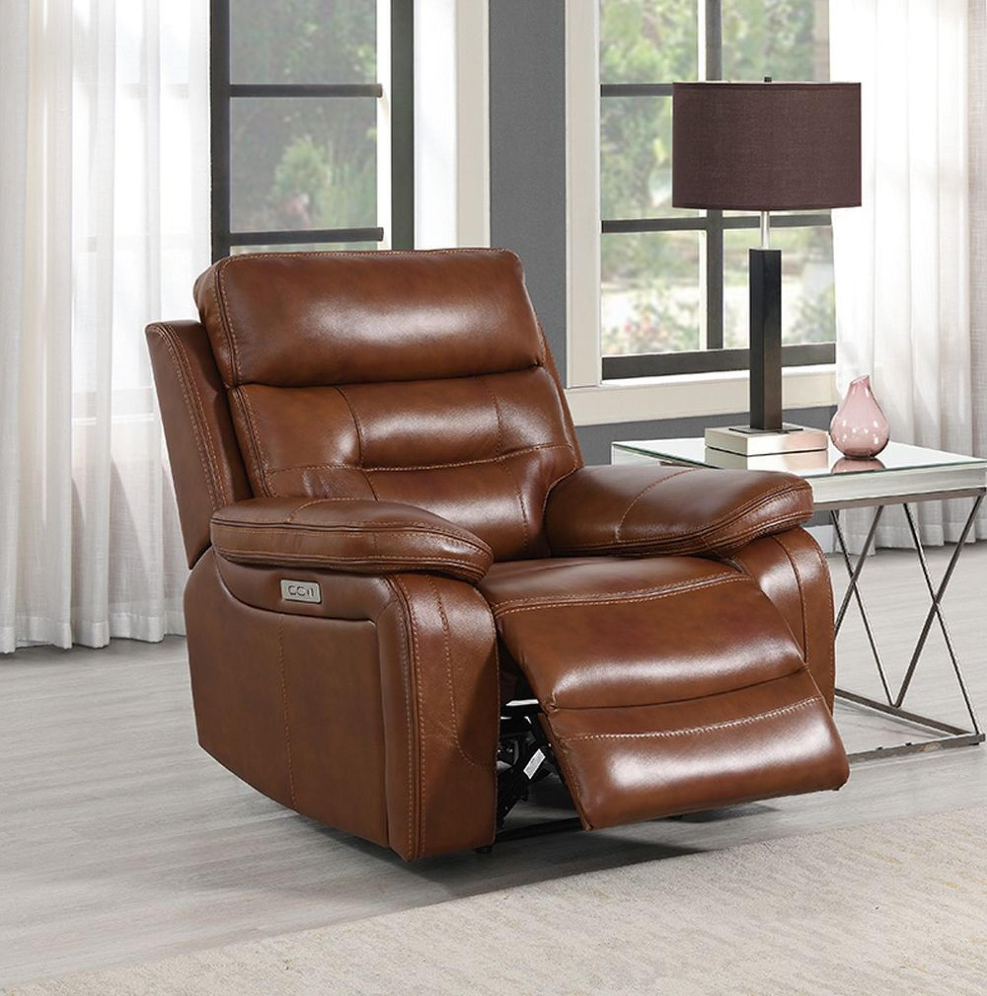 Belgravia Power Recliner Armchair - Brown Leather