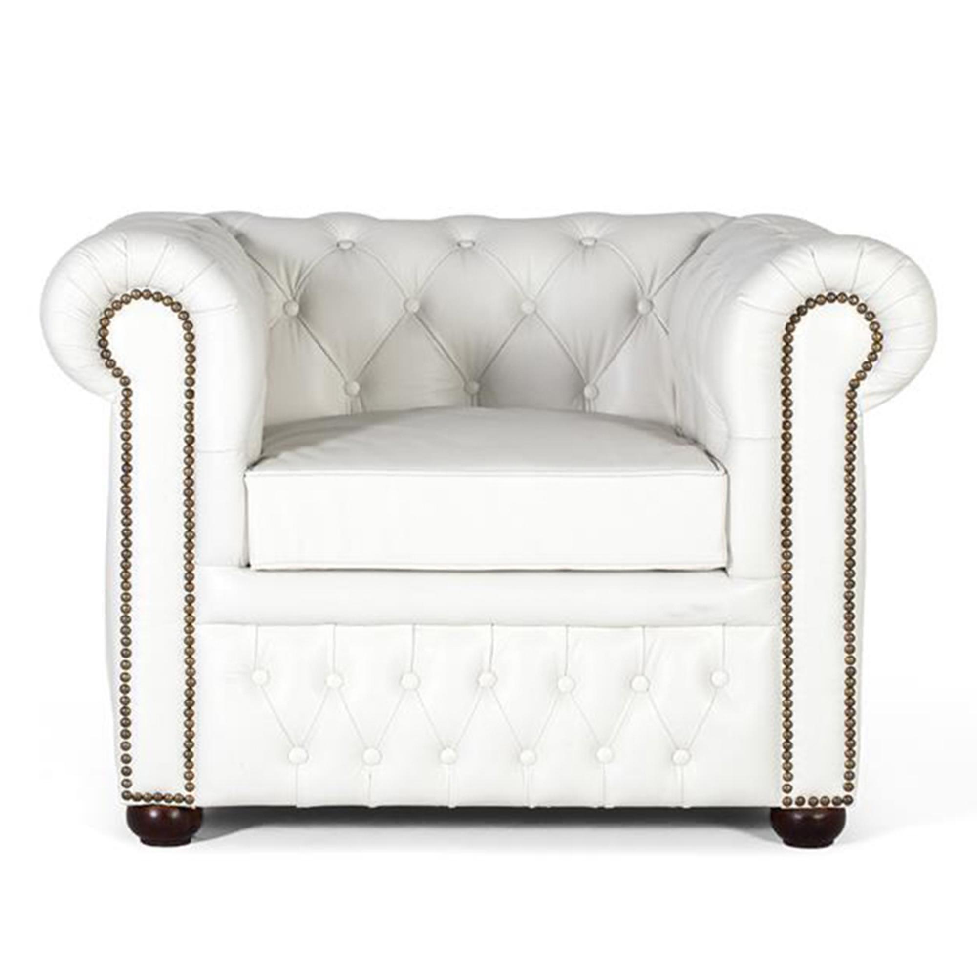 Caserta Armchair - White Leather Chester