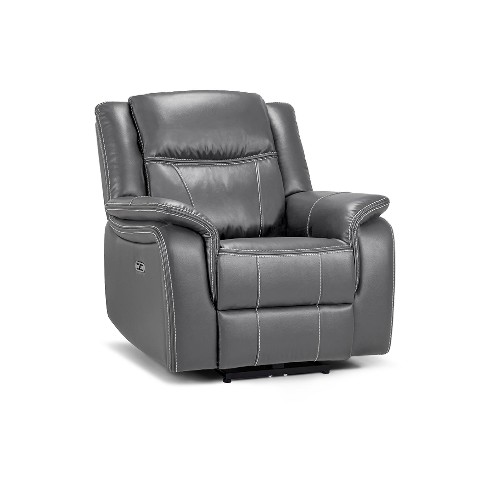 Galaxy Electric Recliner Armchair - Grey Faux Leather