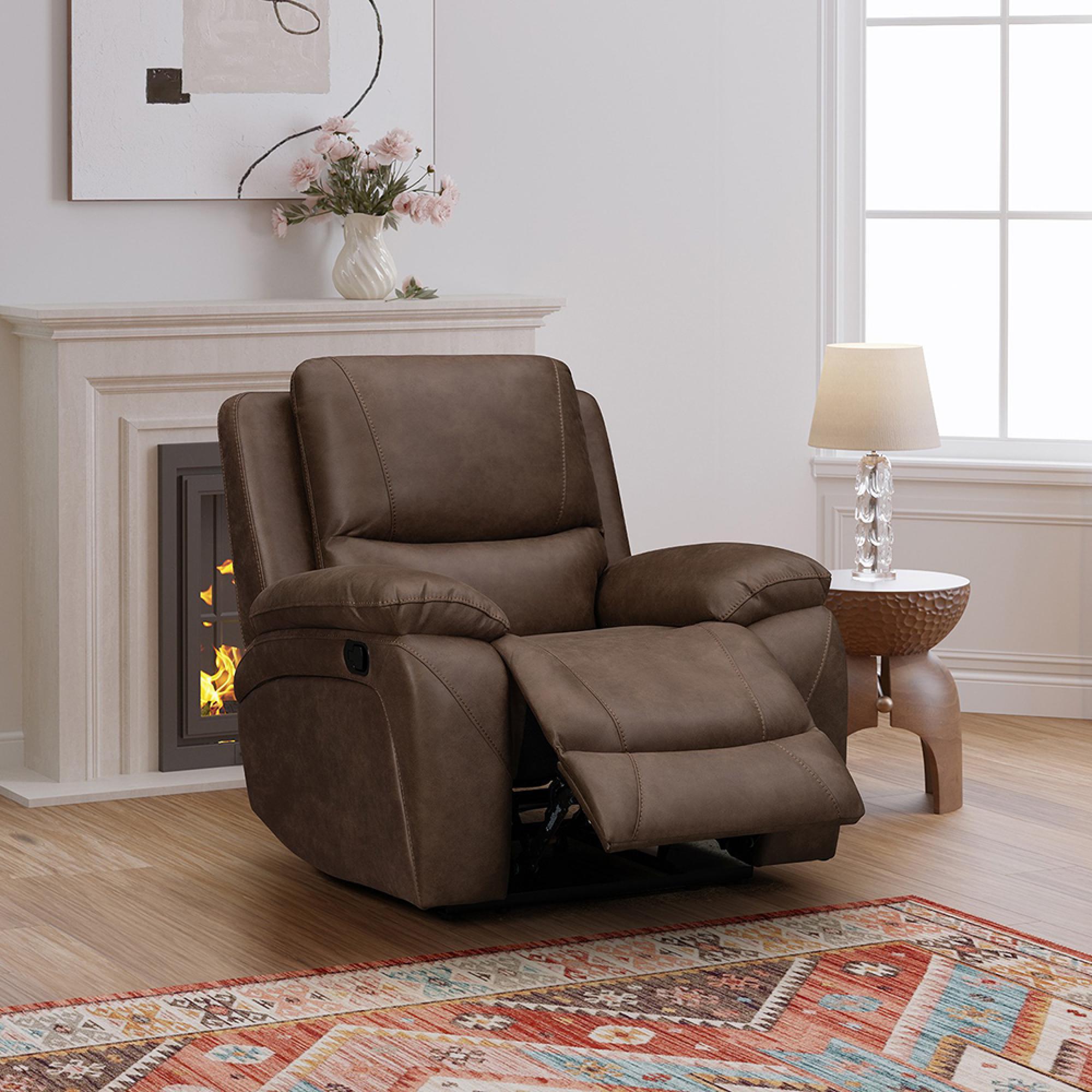 Isobella Manual Recliner Armchair - Chocolate Fabric