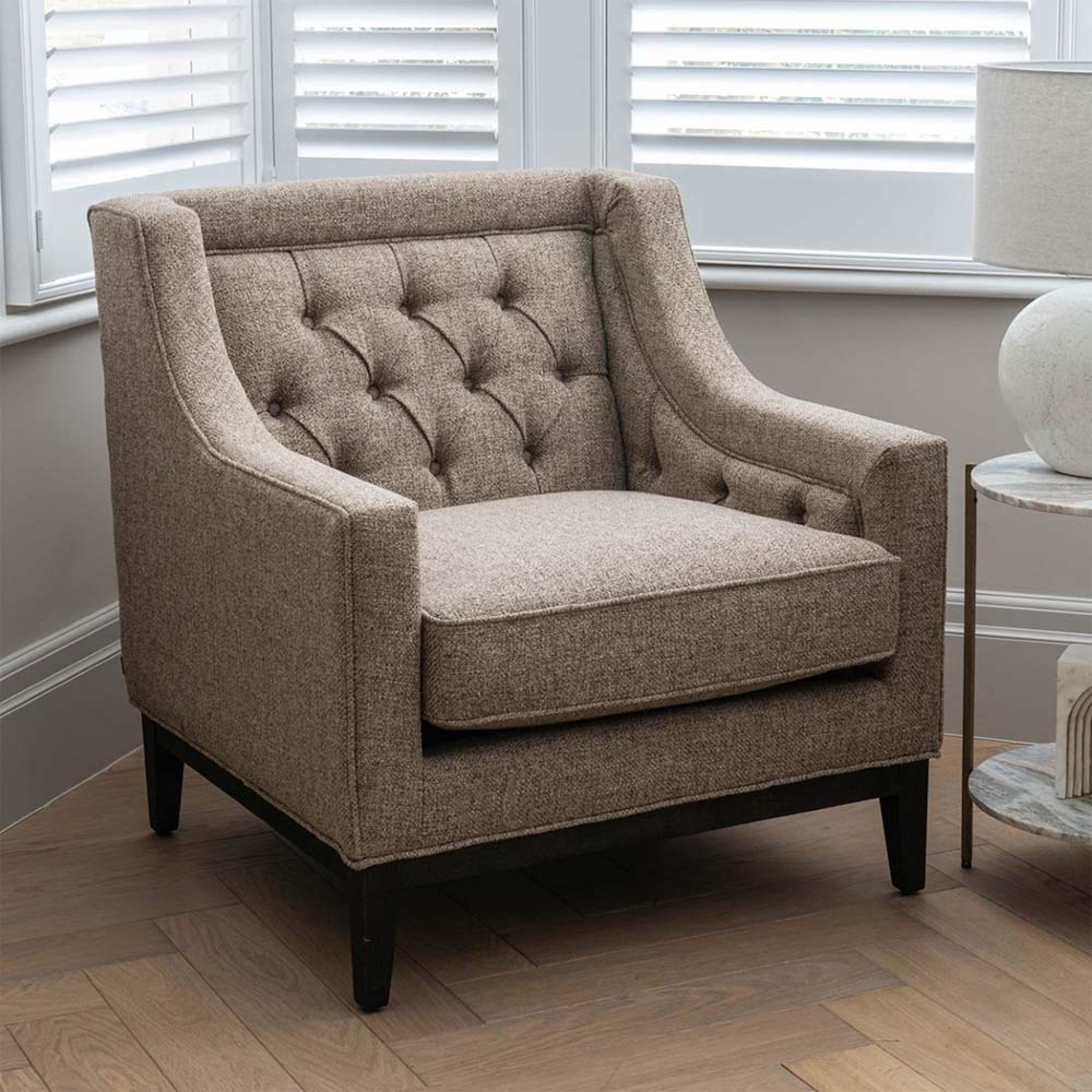 Theodore Armchair - Dark Taupe - Buttoned