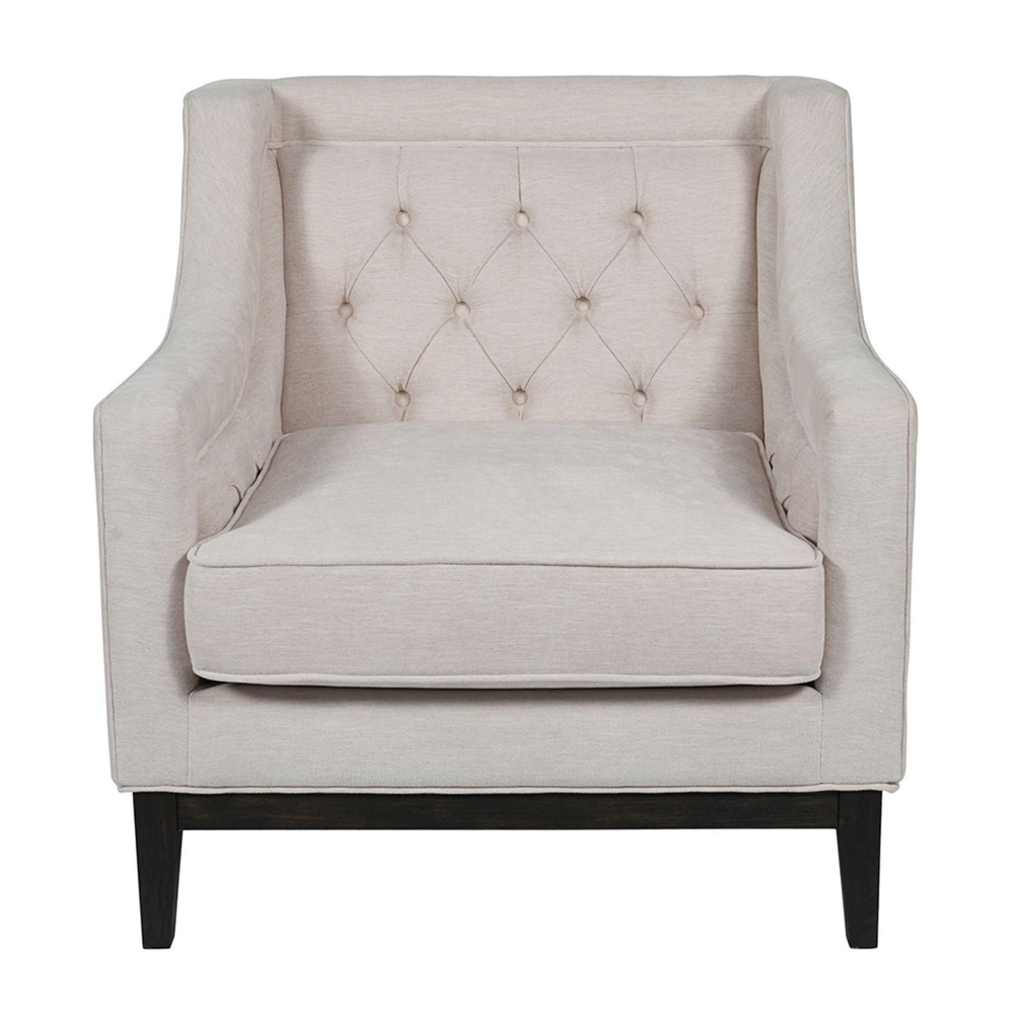 Theodore Armchair - Ivory Fabric - Buttoned