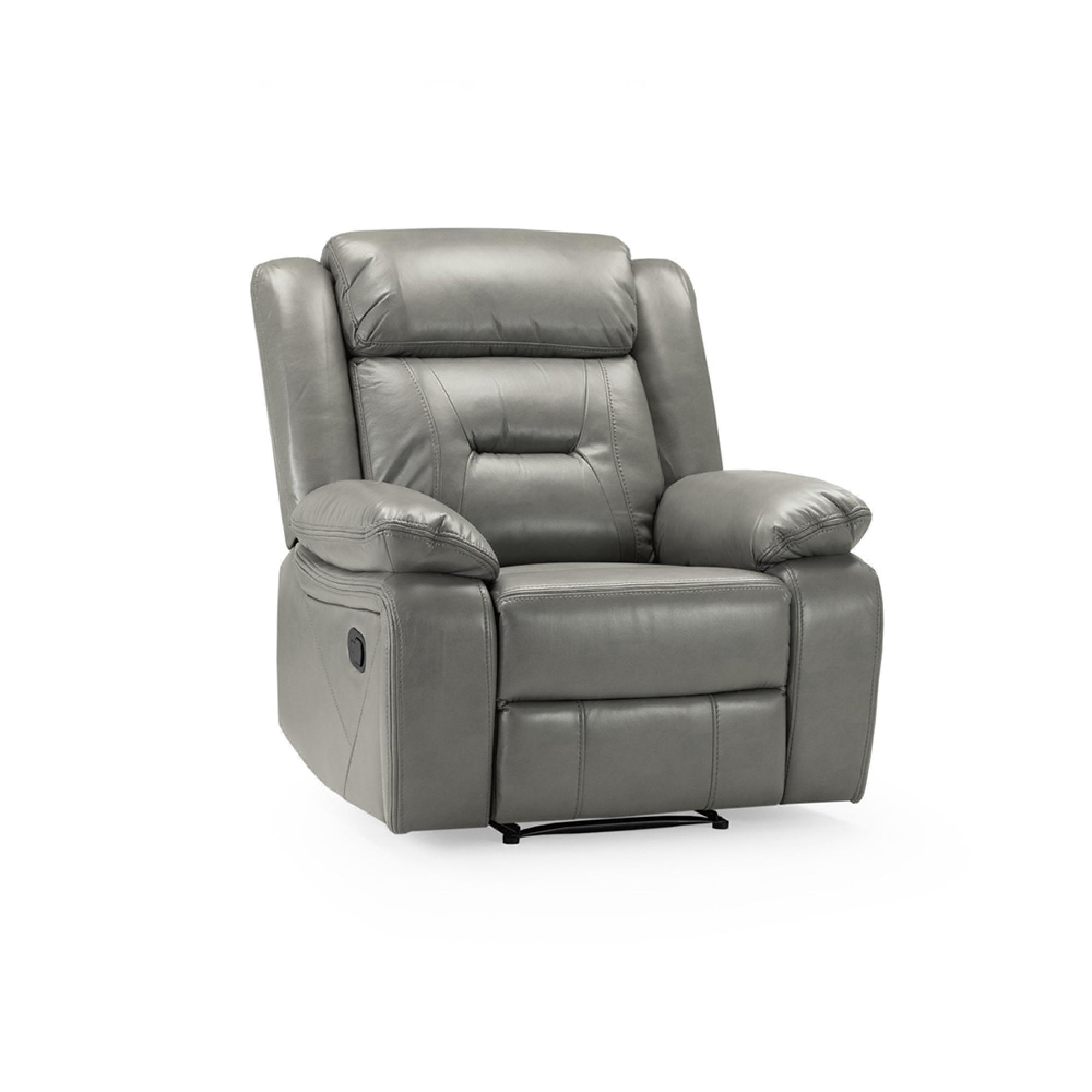 Novie Manual Recliner Armchair - Grey Faux Leather