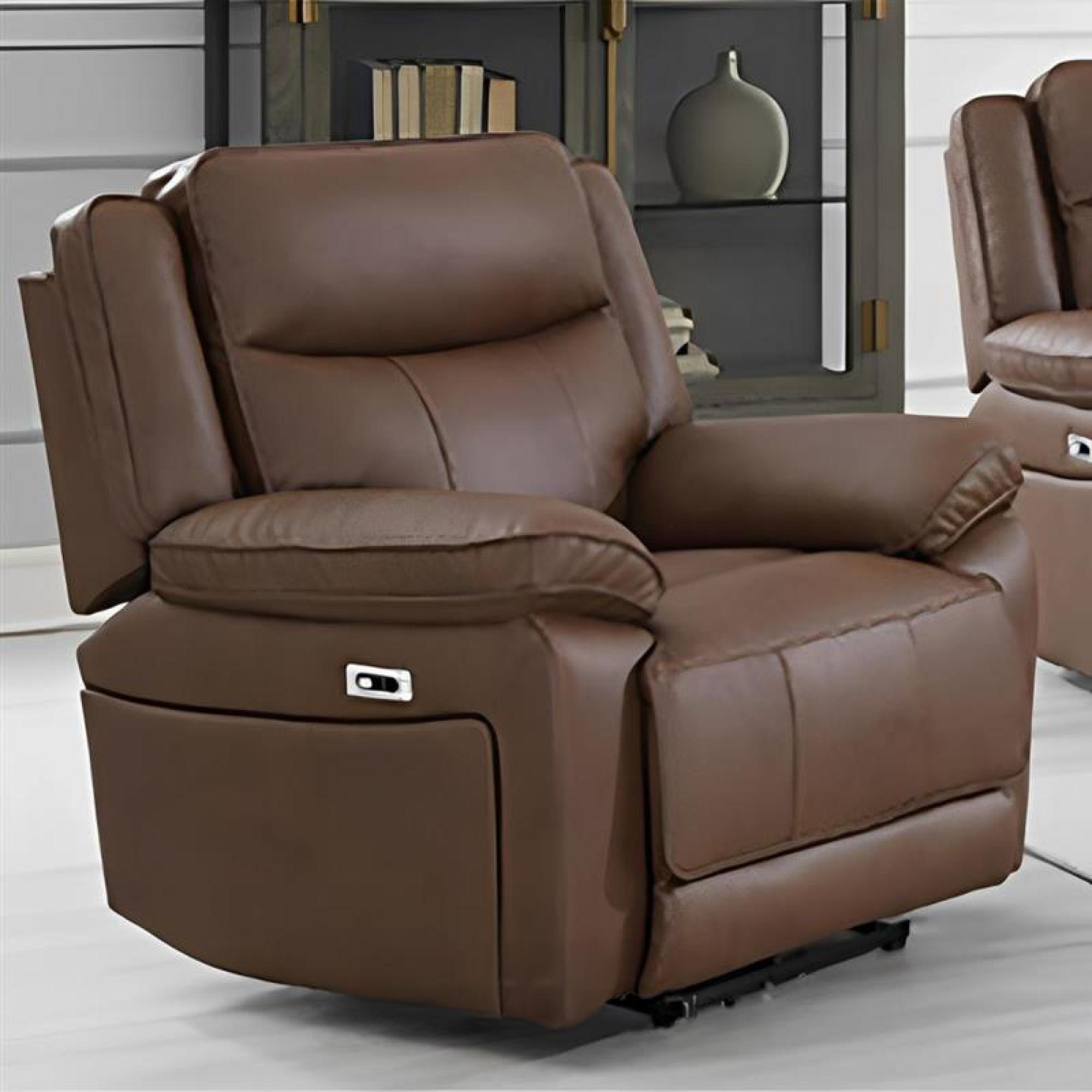 Torino Manual Recliner Armchair - Chestnut Faux Leather