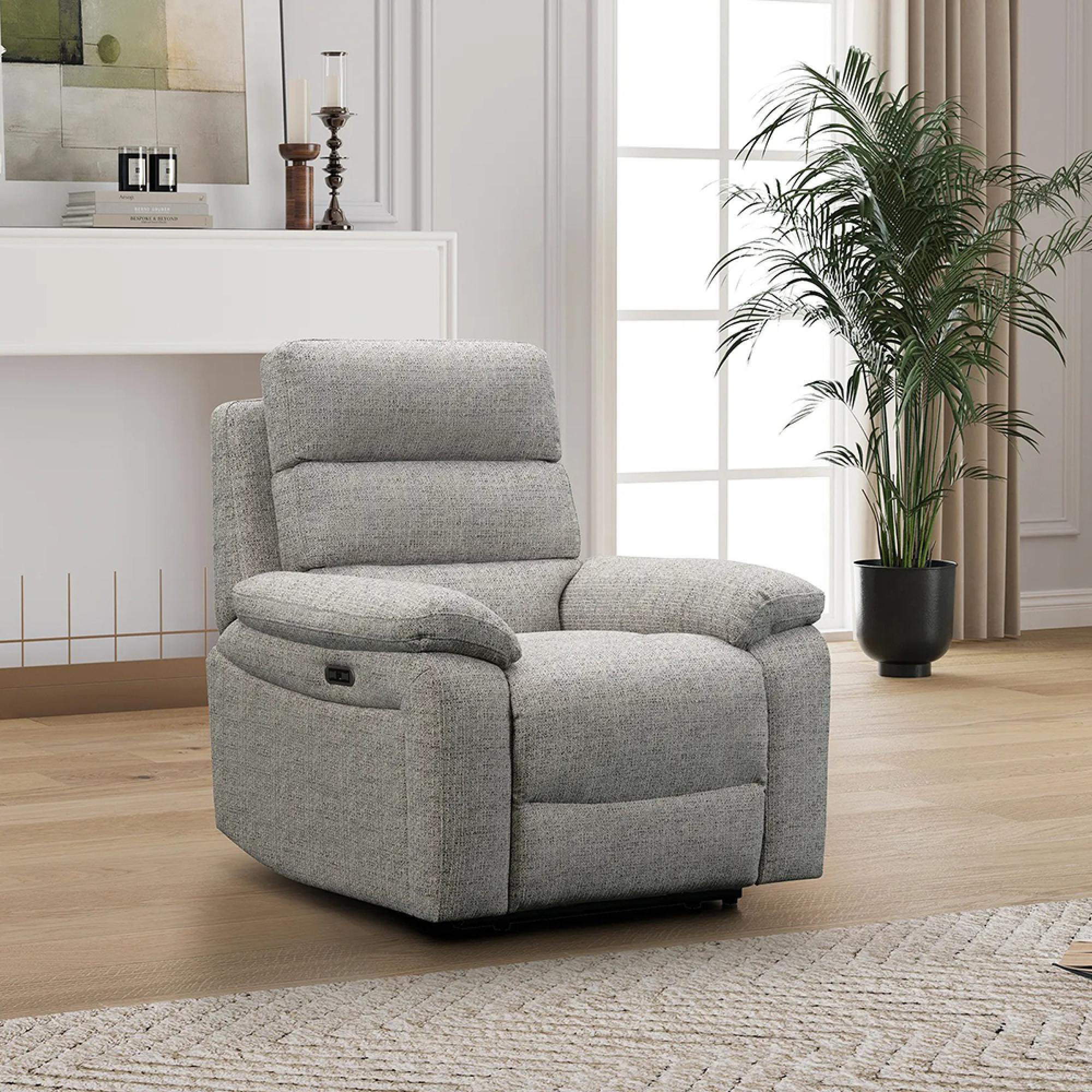 Westbury Power Recliner Armchair - Grey Fabric