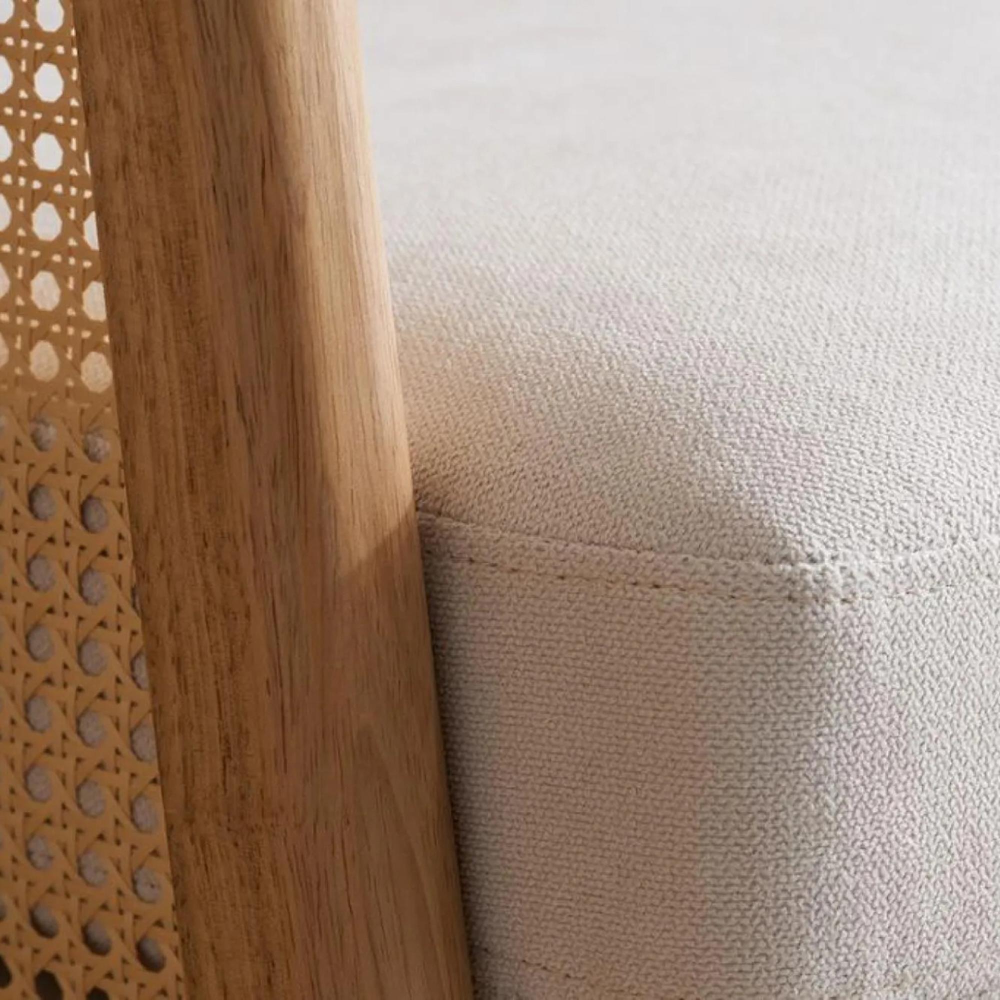 Ida Sofa - 2 Seater - Cream Fabric and Rattan
