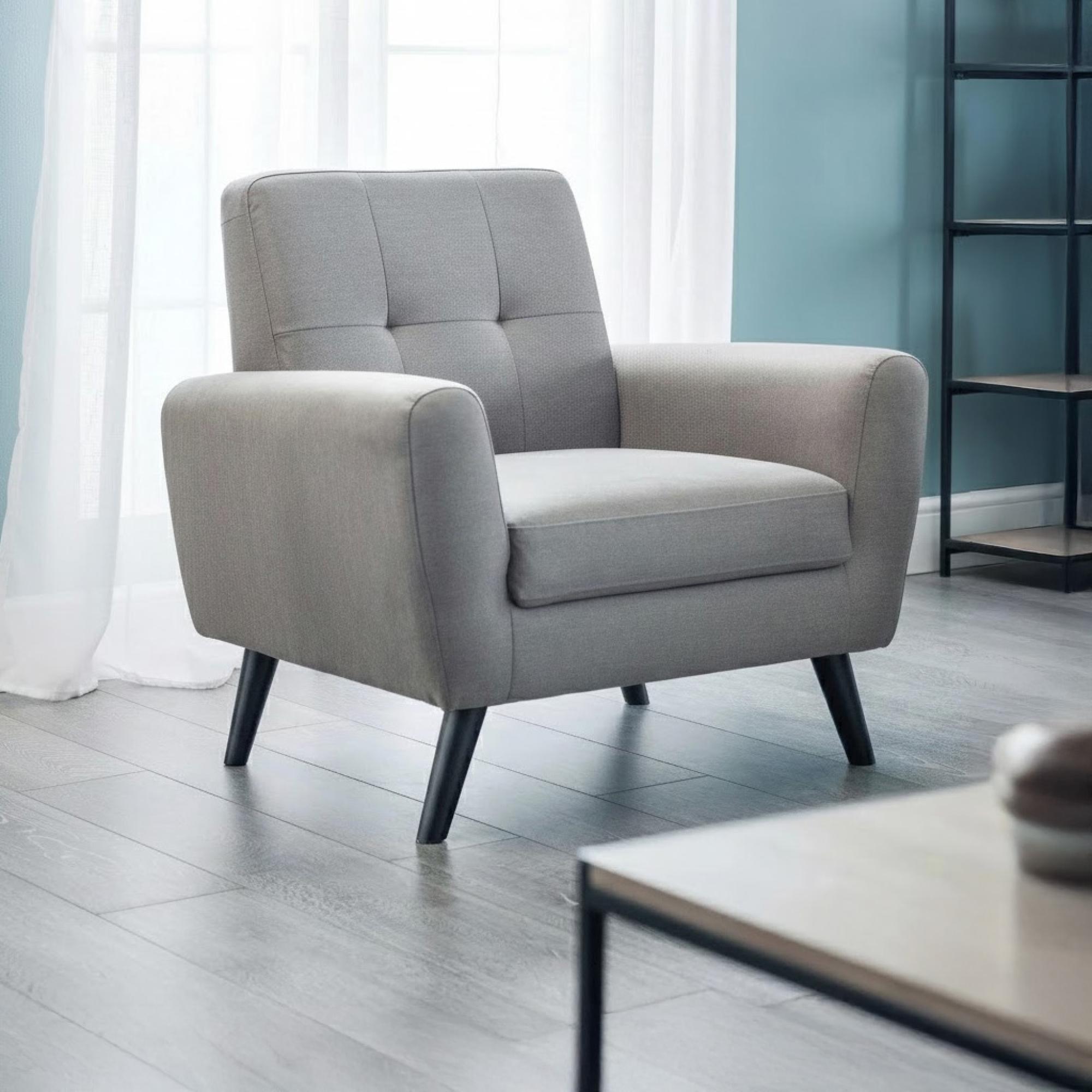 Monza Armchair - Grey Linen Fabric