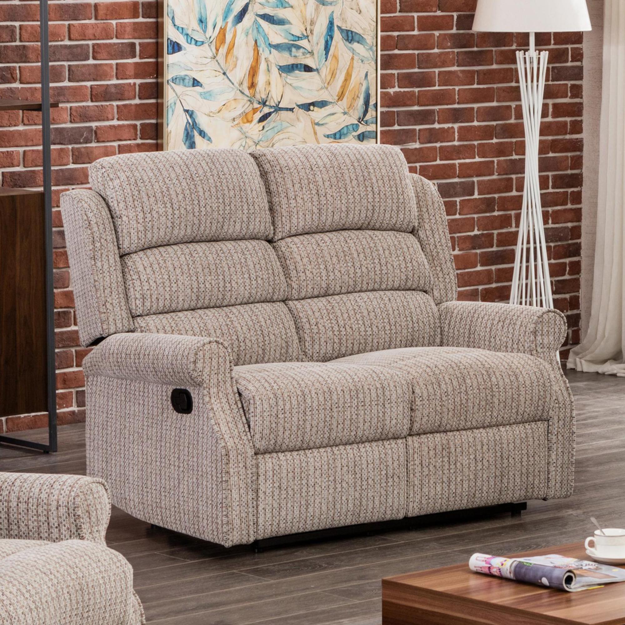 Windsor 2 Seater Recliner Sofa - Natural Fabric