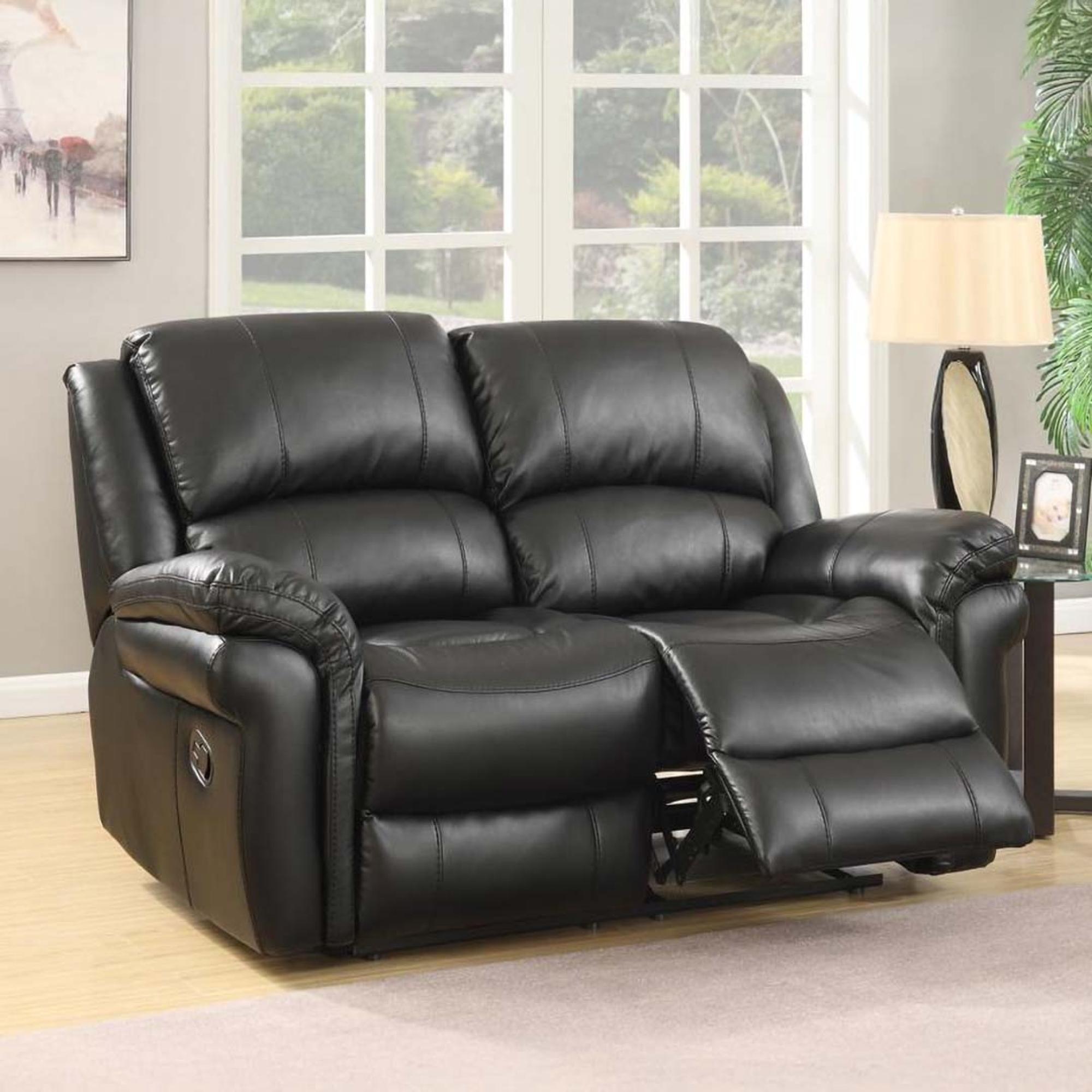 Farnham 2 Seater Recliner Sofa - Black Leather