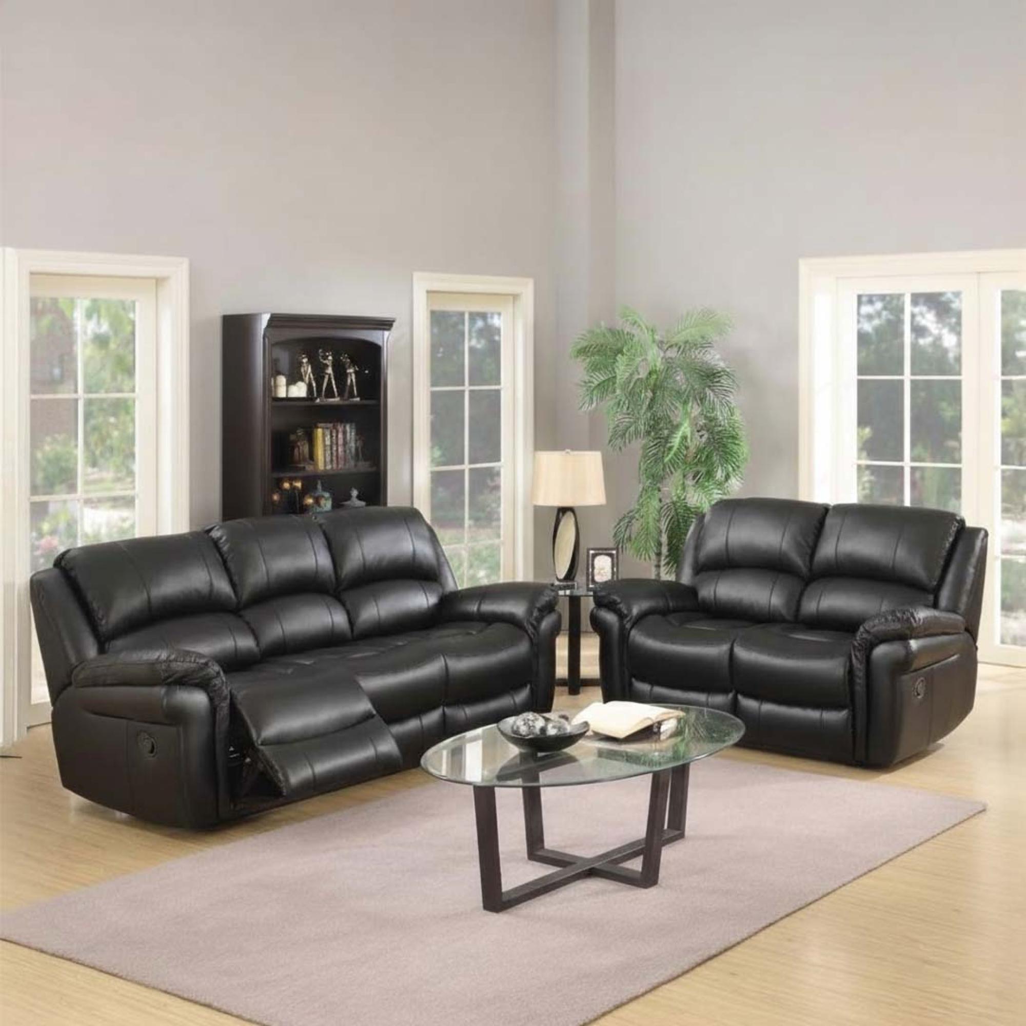 Farnham Recliner Sofa Suite - 3+2 - Black Leather