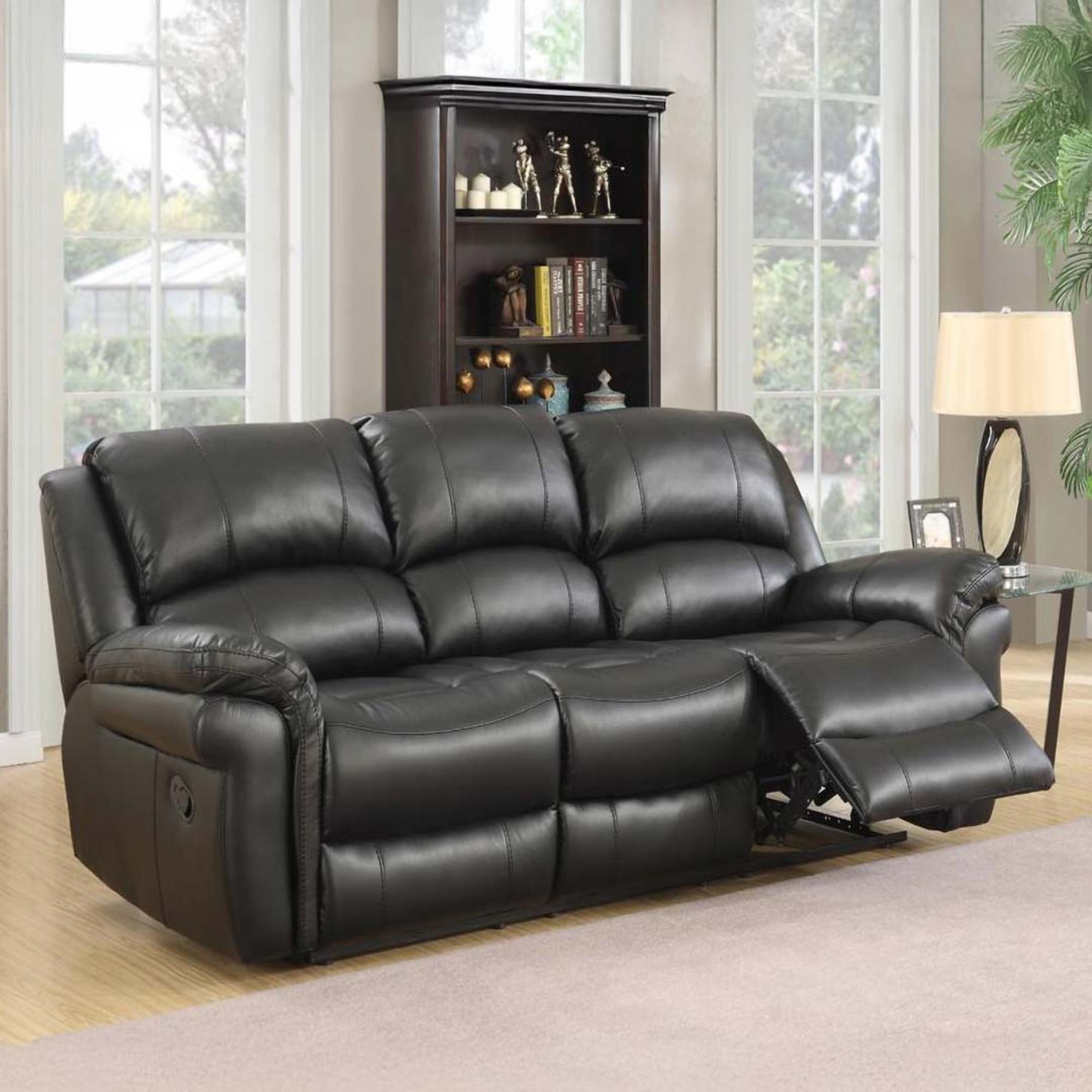 Farnham 3 Seater Recliner Sofa - Black Leather