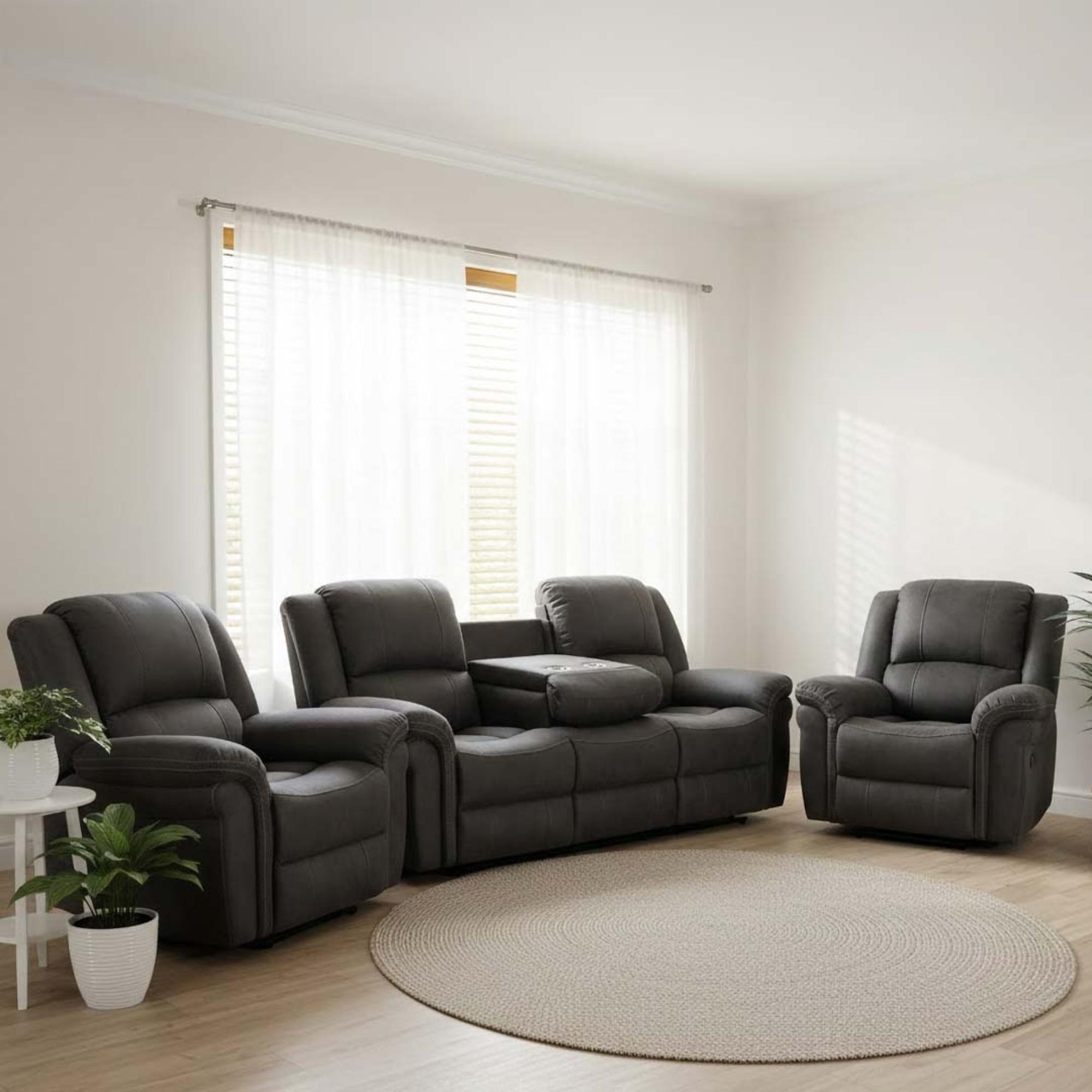 Gloucester Recliner Sofa Suite - 3+1+1 - Dark Grey