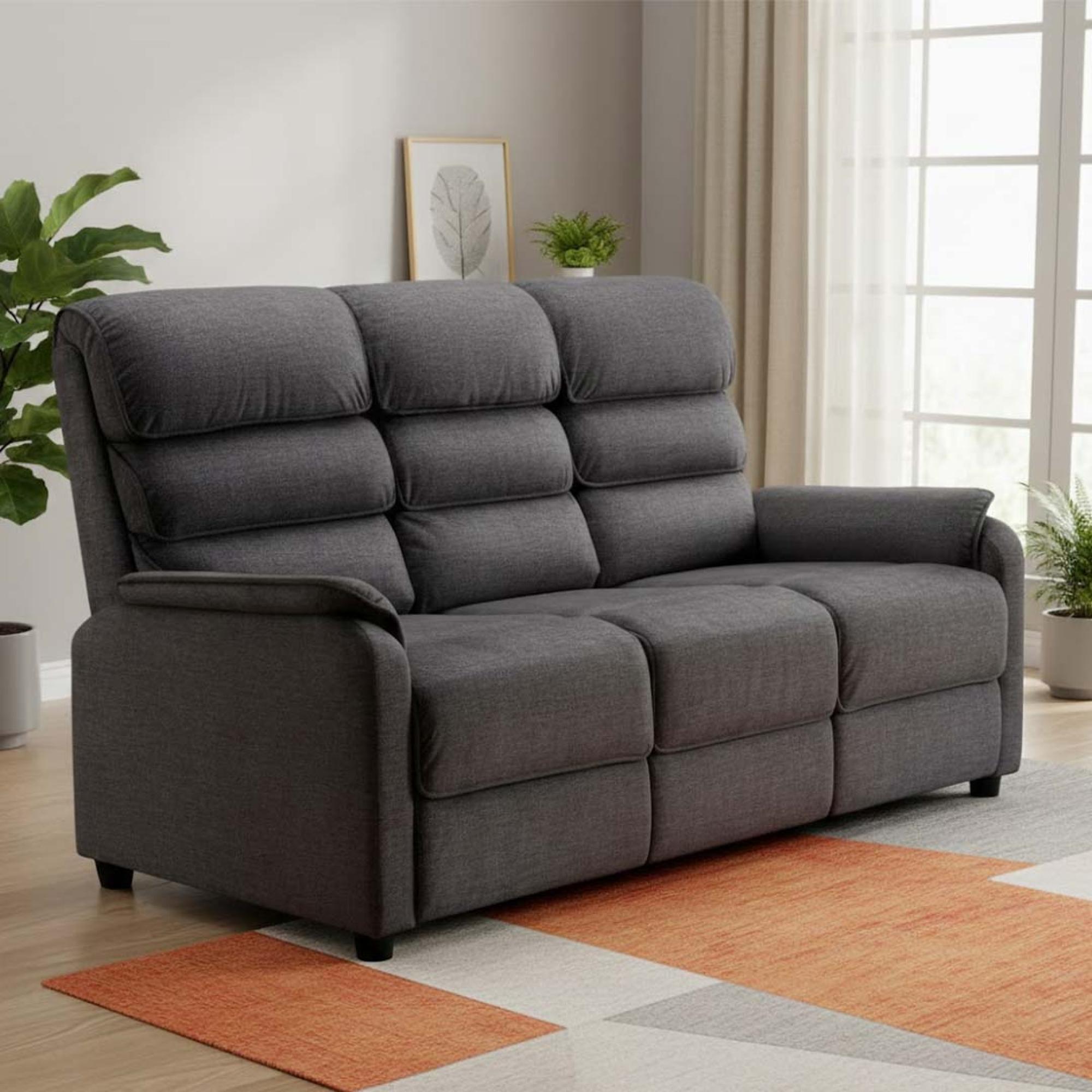 Savoy 3 Seater Fixed Sofa - Grey Fabric