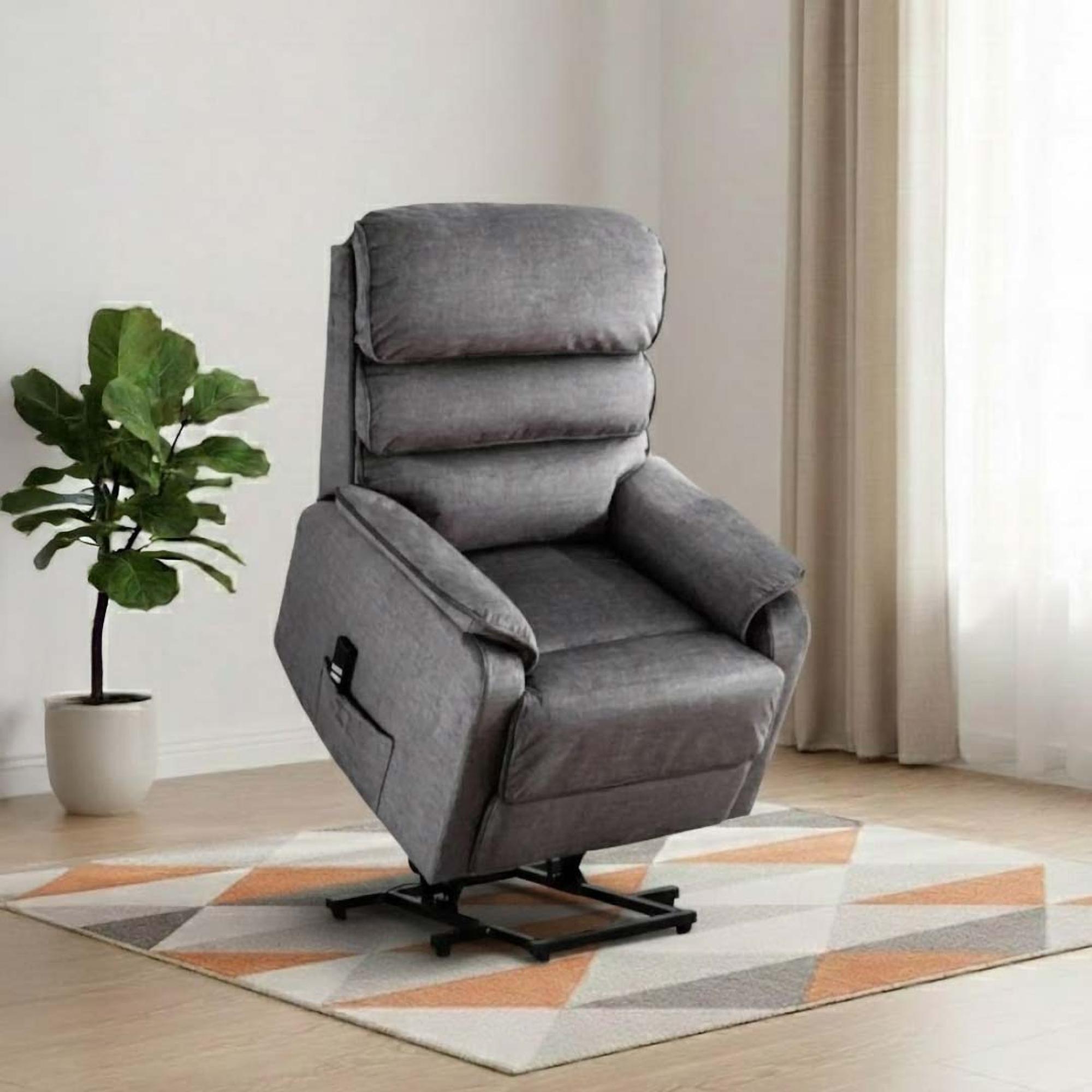 Savoy Lift and Tilt Electric Recliner Armchair - Grey Fabric