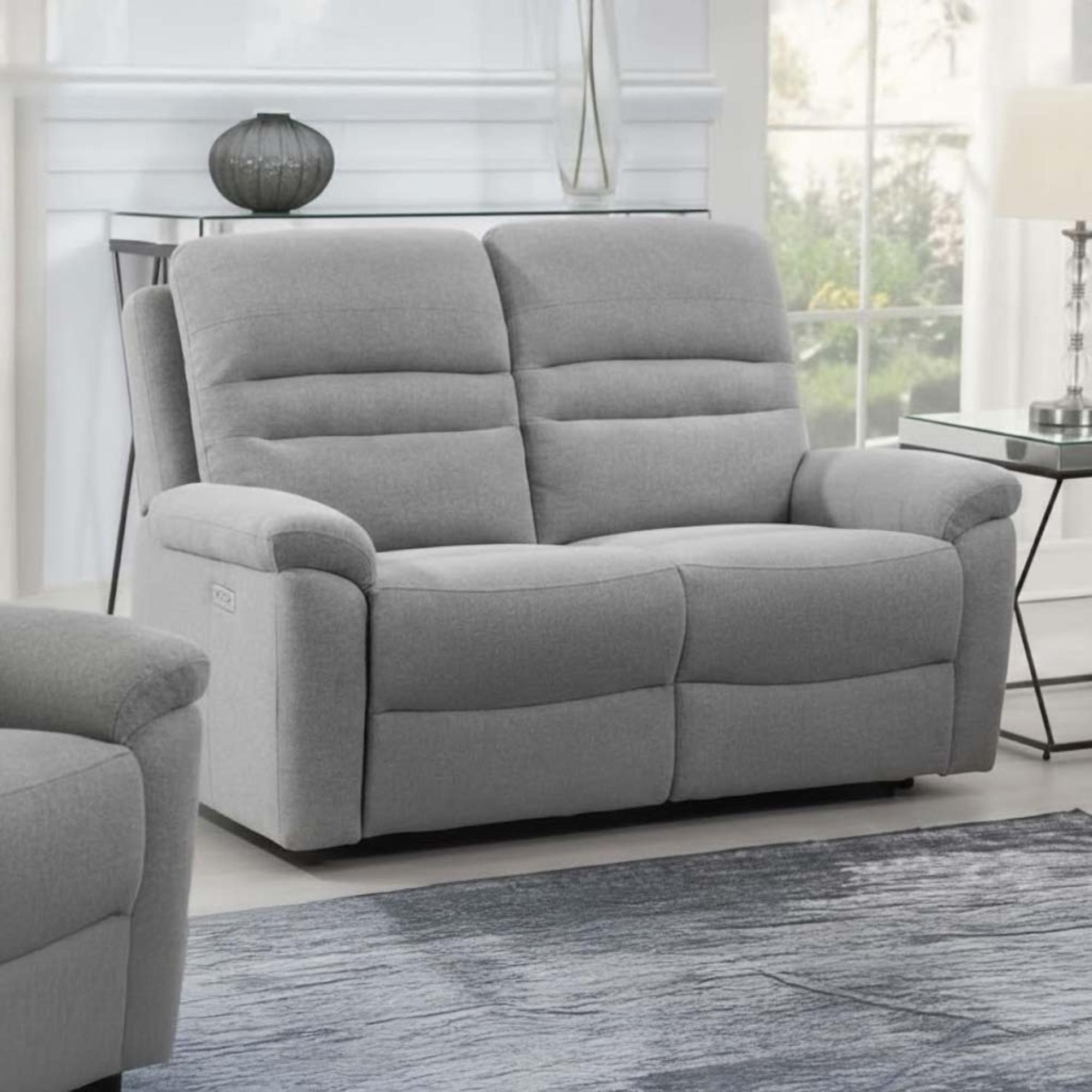 Belford 2 Seater Recliner Sofa - Grey Fabric