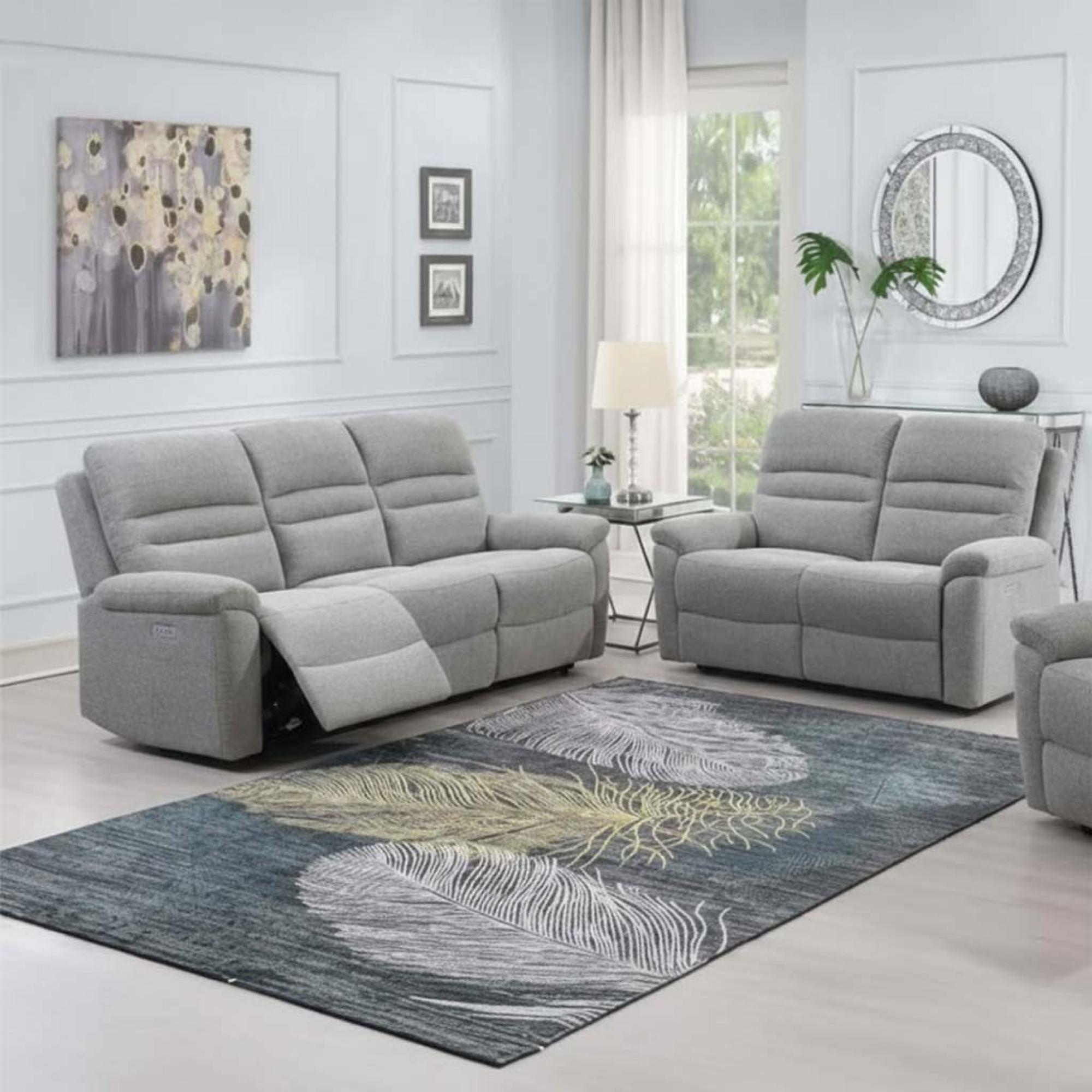 Belford Recliner Sofa Suite - 3+2 - Grey Fabric