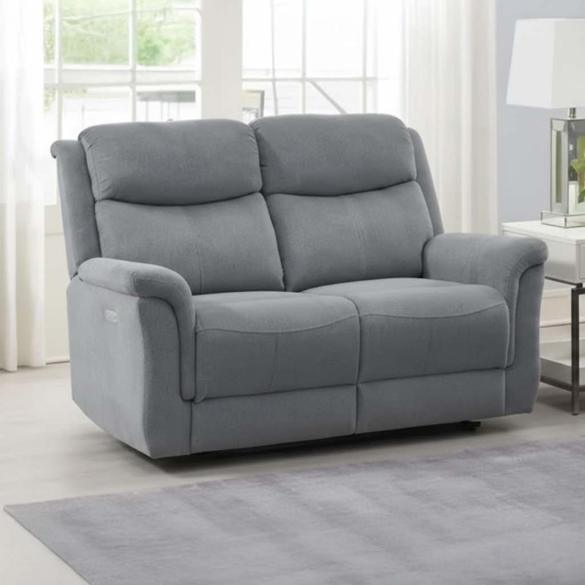 Faringdon 2 Seater Recliner Sofa - Grey Fabric