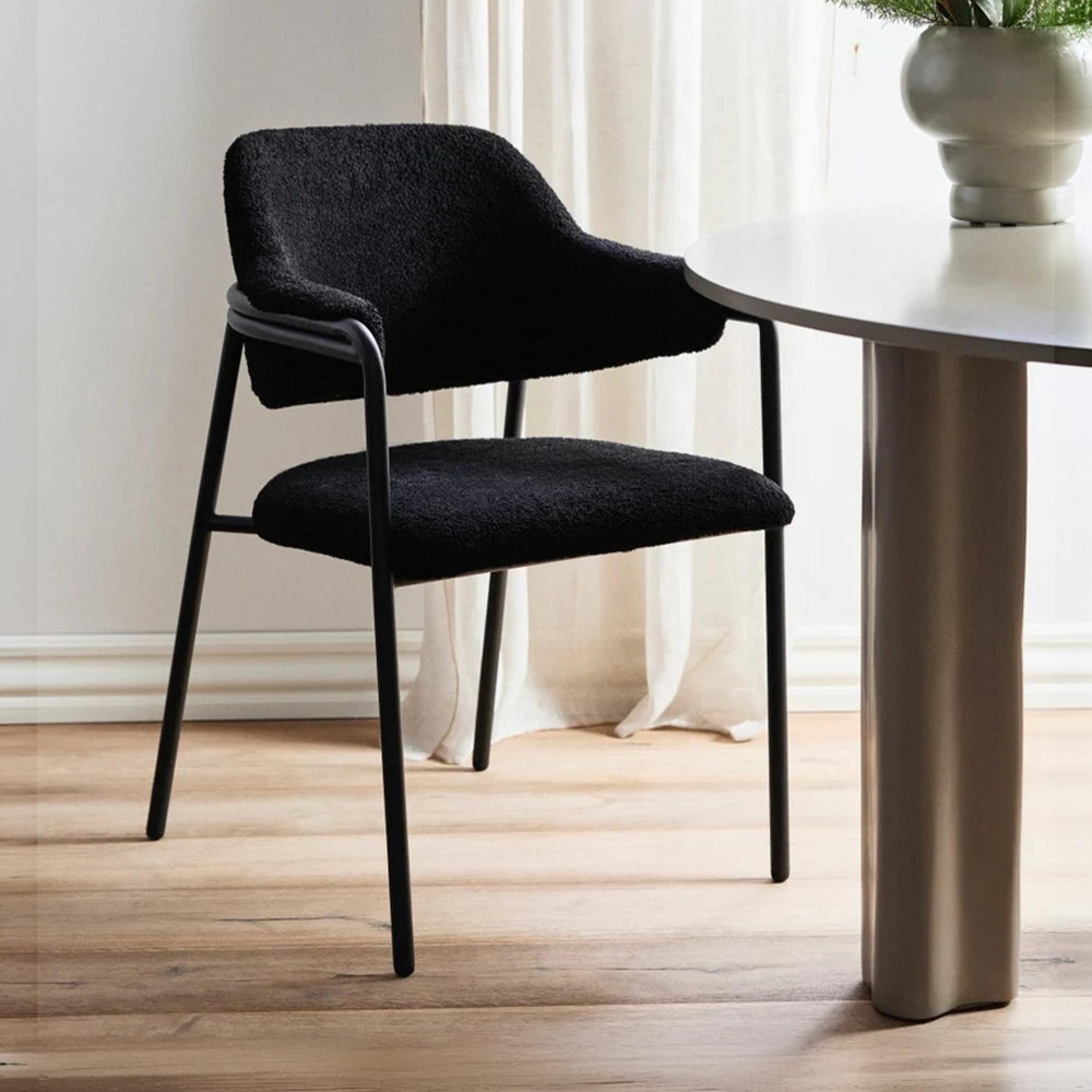 Albert Armchair - Teddy Fabric - Black