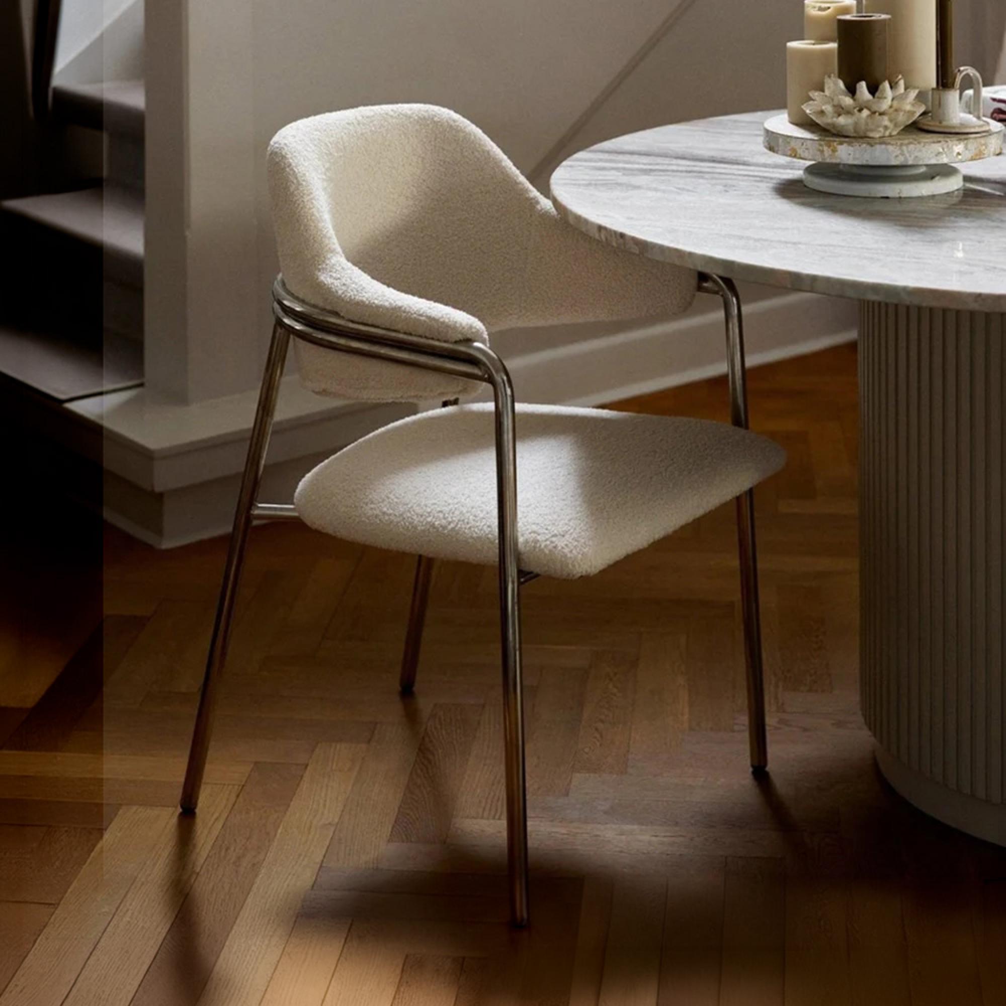 Albert Armchair - Teddy Fabric - White