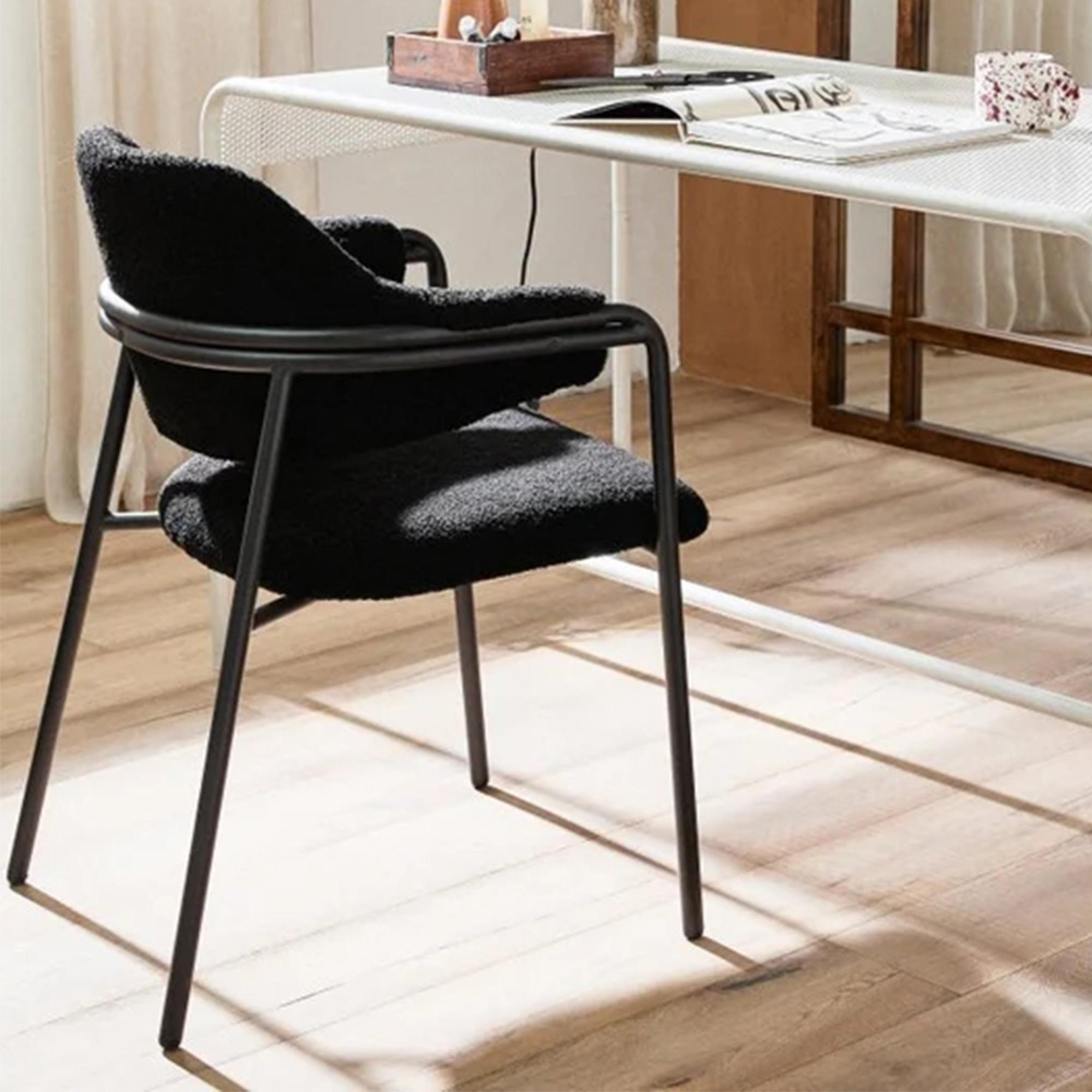 Albert Armchair - Teddy Fabric - Black