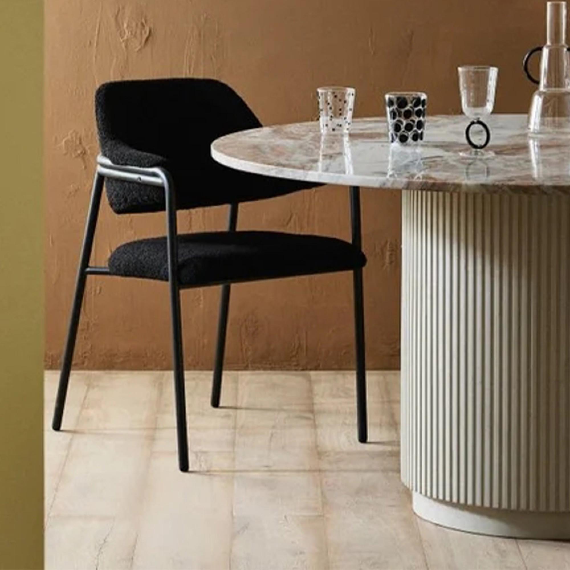 Albert Armchair - Teddy Fabric - Black