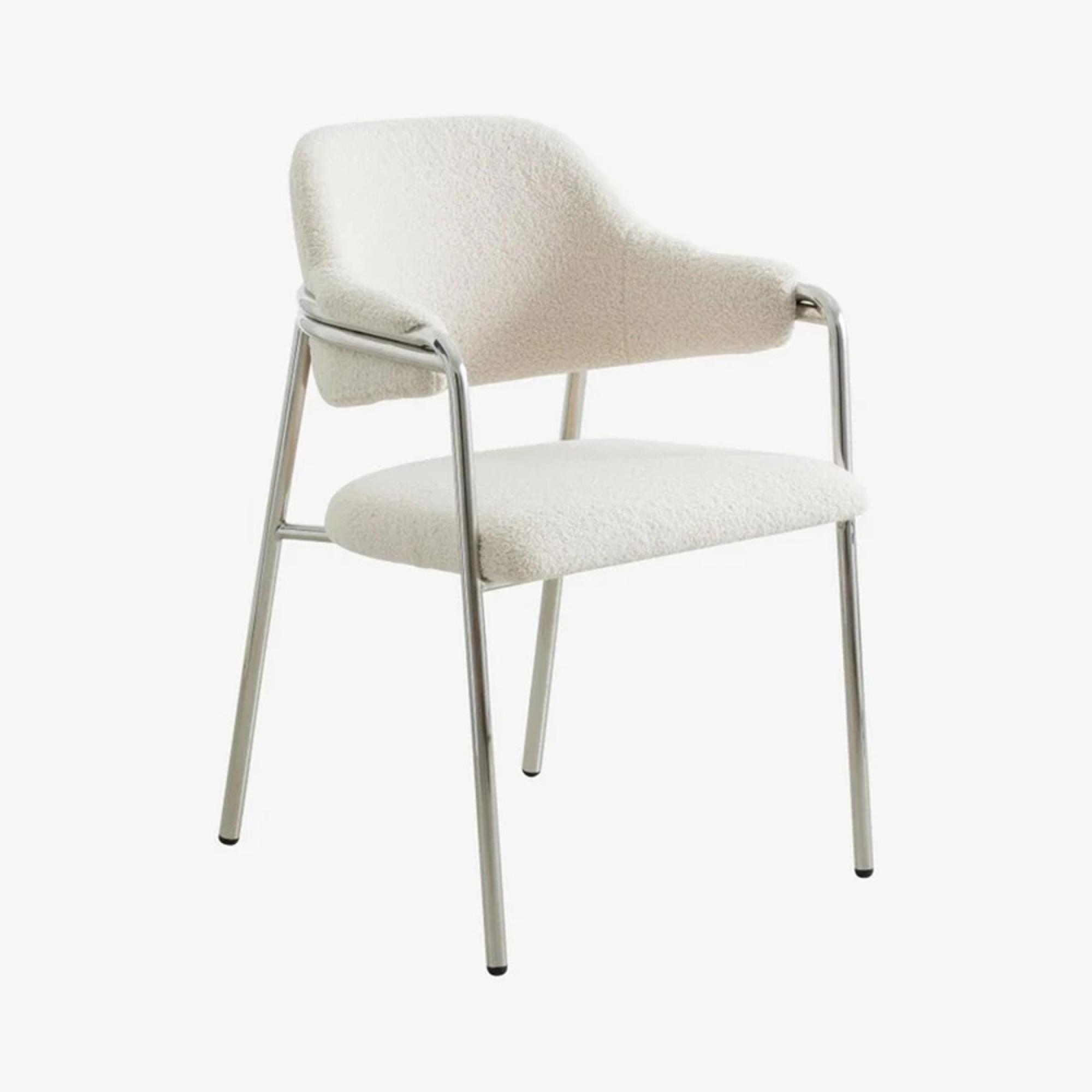 Albert Armchair - Teddy Fabric - White