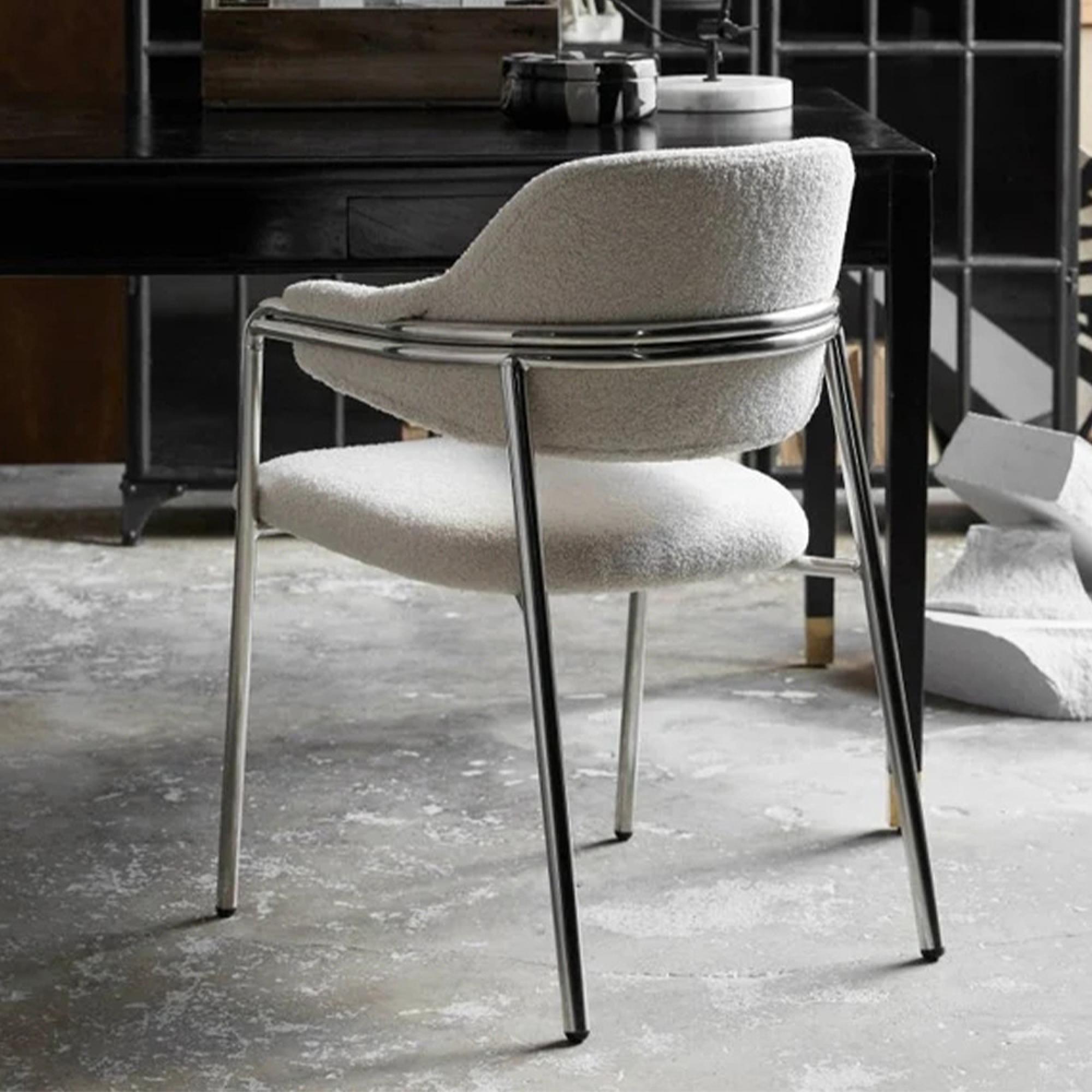 Albert Armchair - Teddy Fabric - White