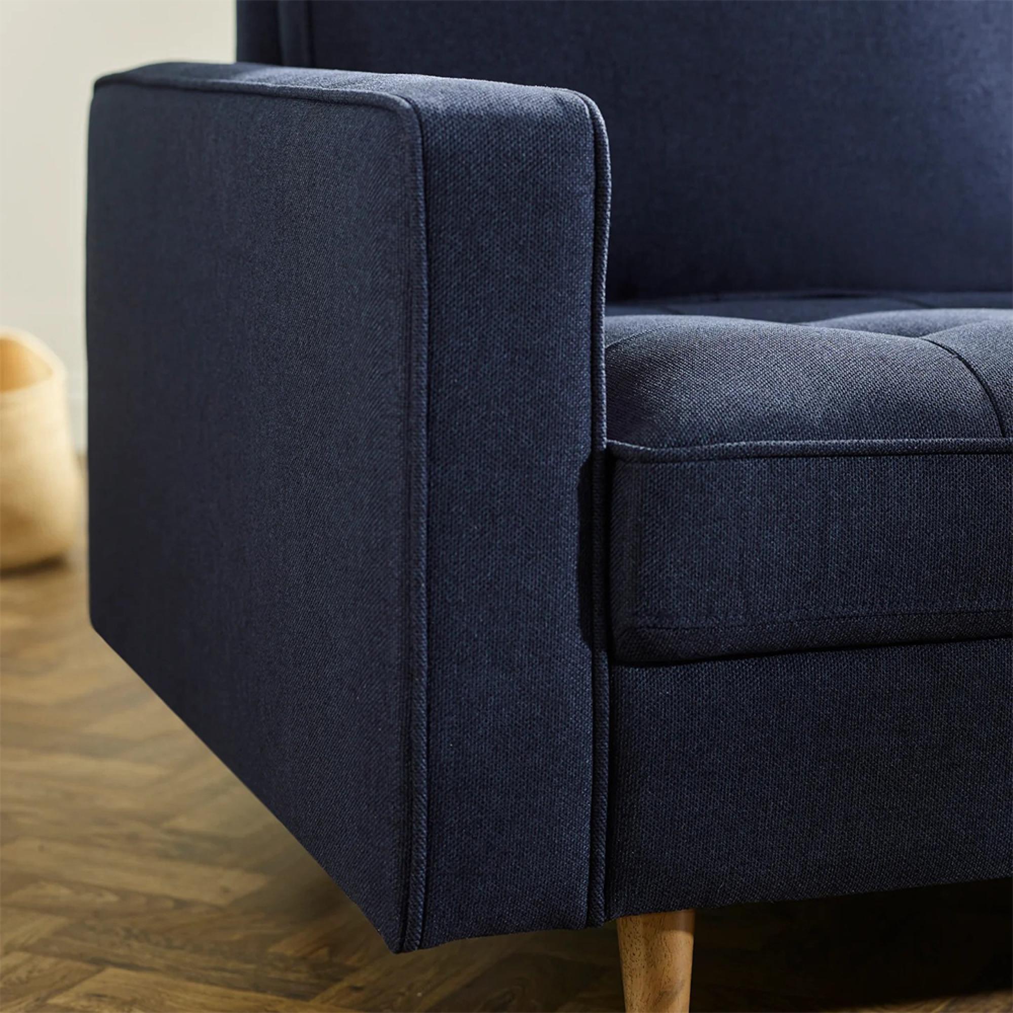 Henrietta Sofa - 3 Seater - Deep Blue Fabric