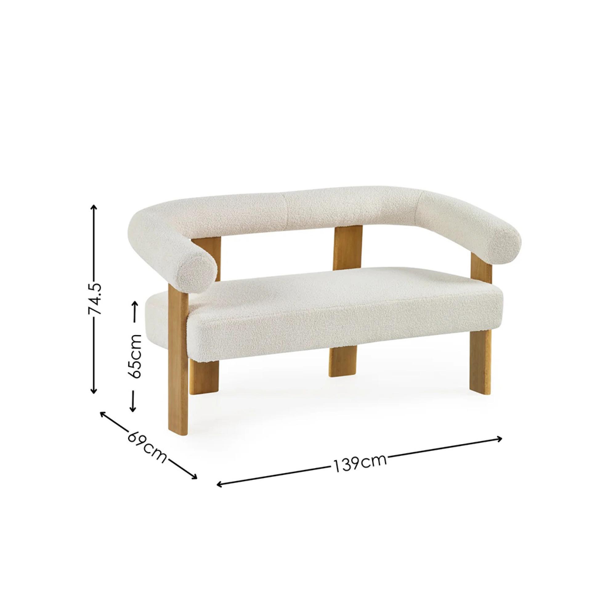 Freya Sofa - 2 Seater - White Boucle Fabric