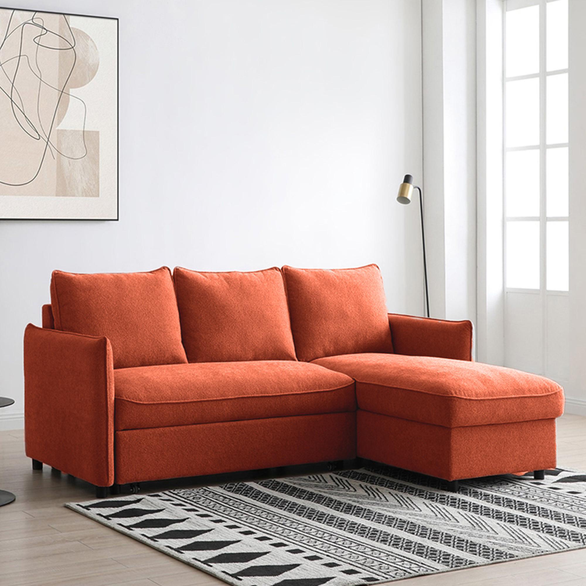 Blaire Sofa Bed - Athena Burnt Orange Velvet Fabric - Corner