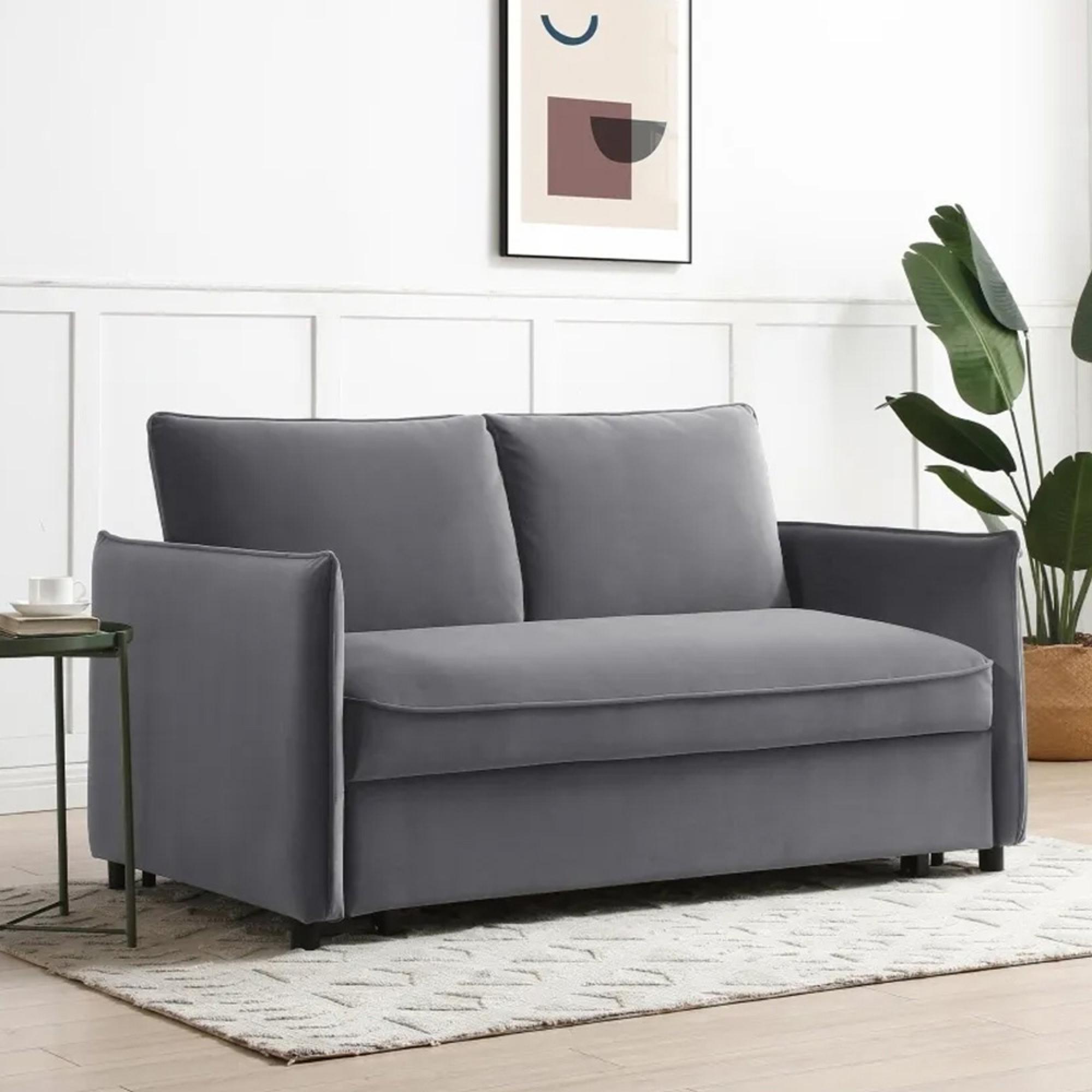 Blaire Sofa Bed - Athena Grey Velvet Fabric - 2 Seater