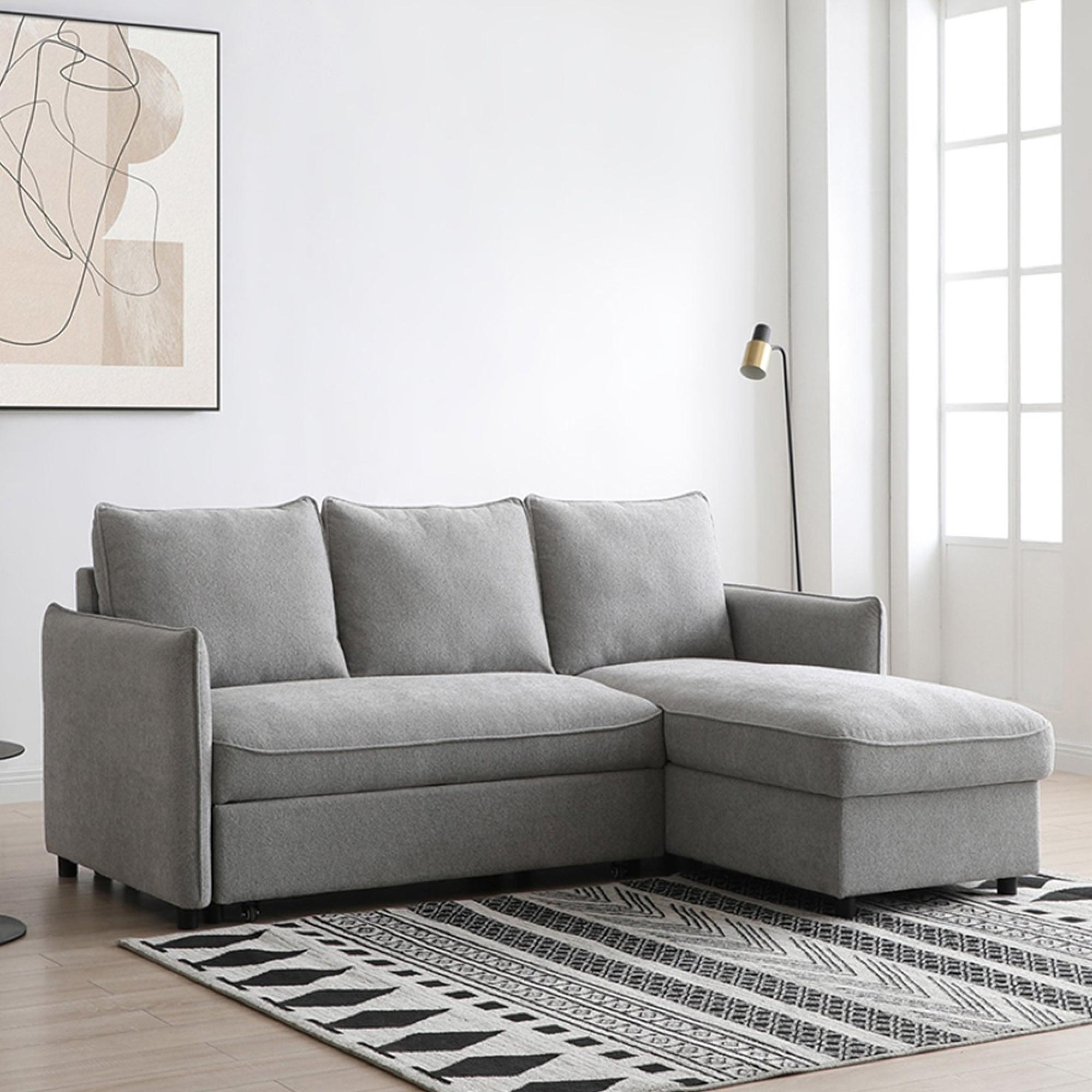 Blaire Sofa Bed - Athena Grey Velvet Fabric - Corner