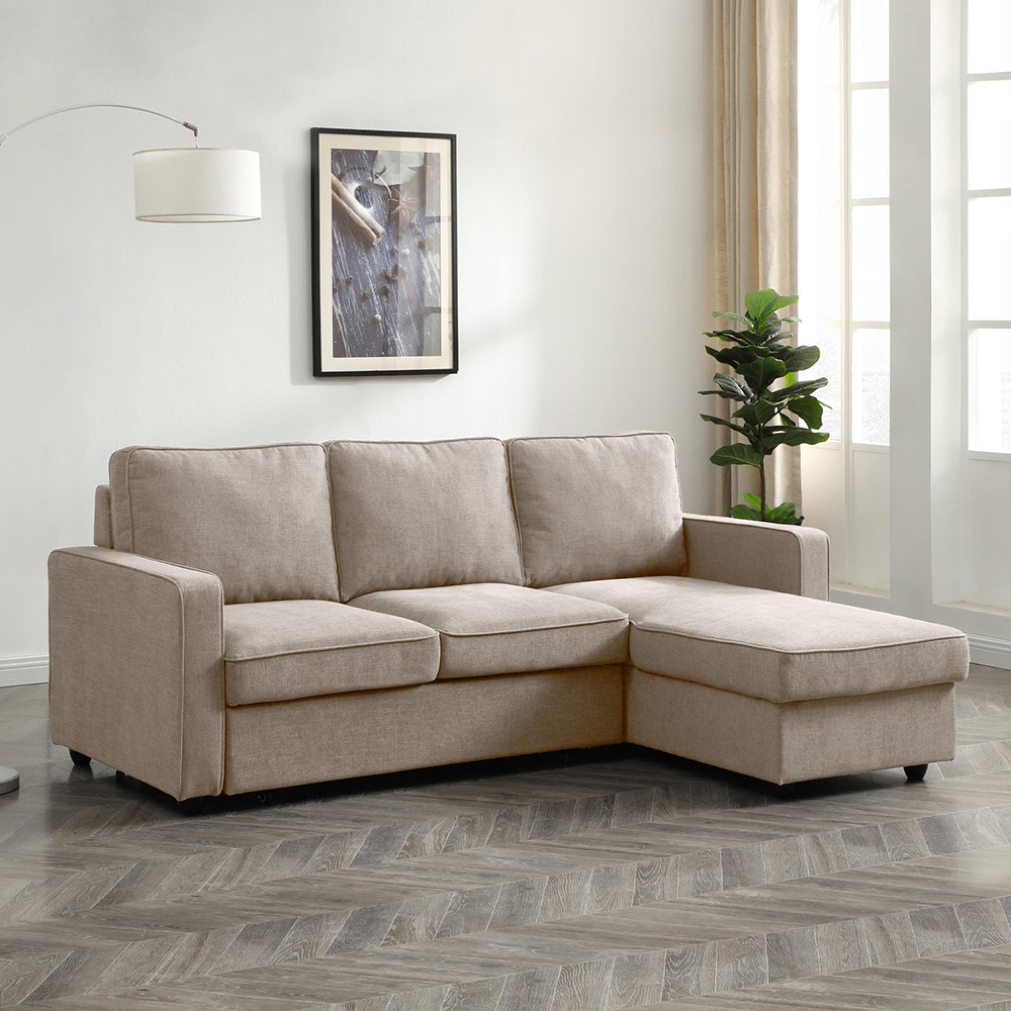 Myles Sofa Bed - Typhon Natural Weave Fabric - Corner