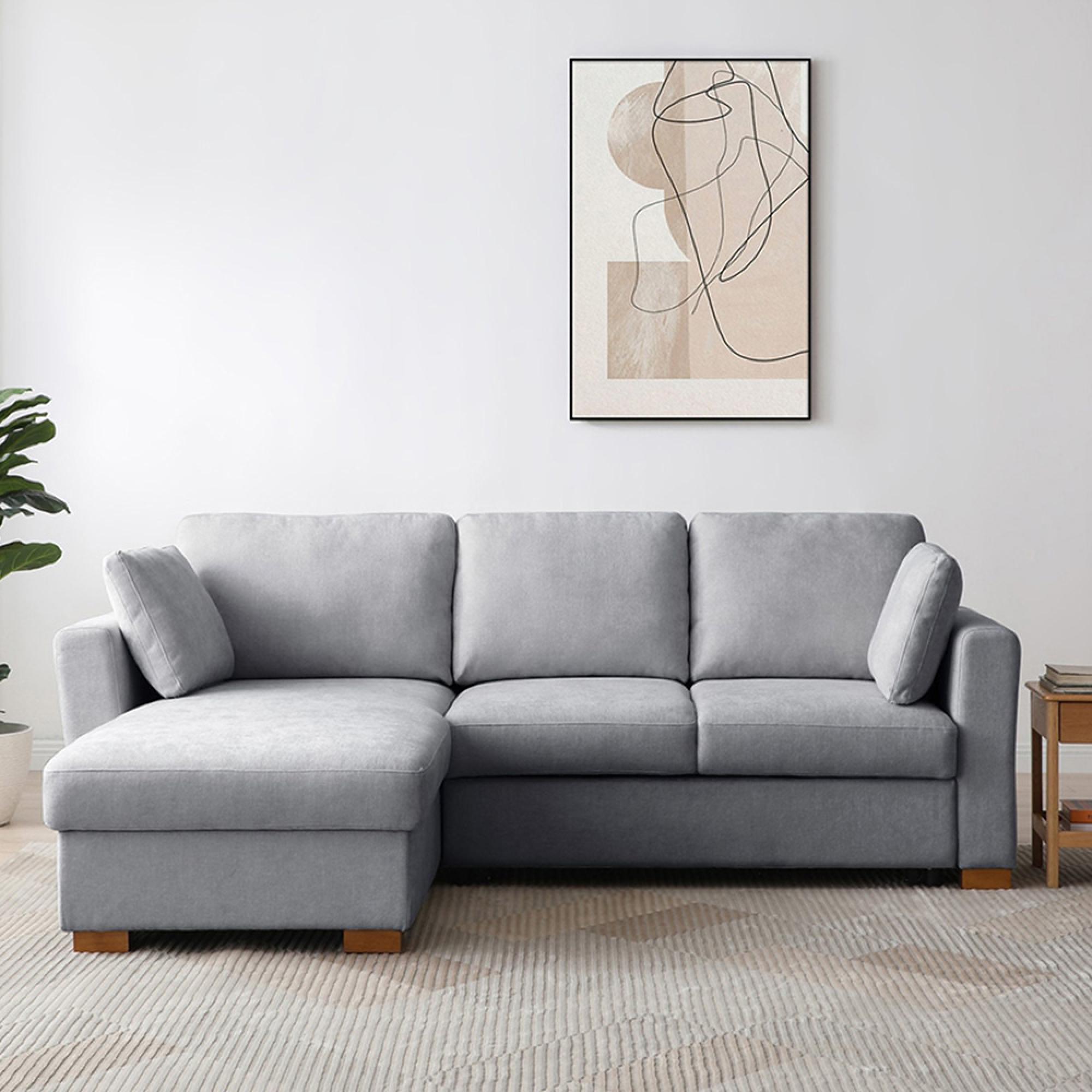 Sorrento Sofa Bed - Grey Fabric - Corner - Pull Out with Storage