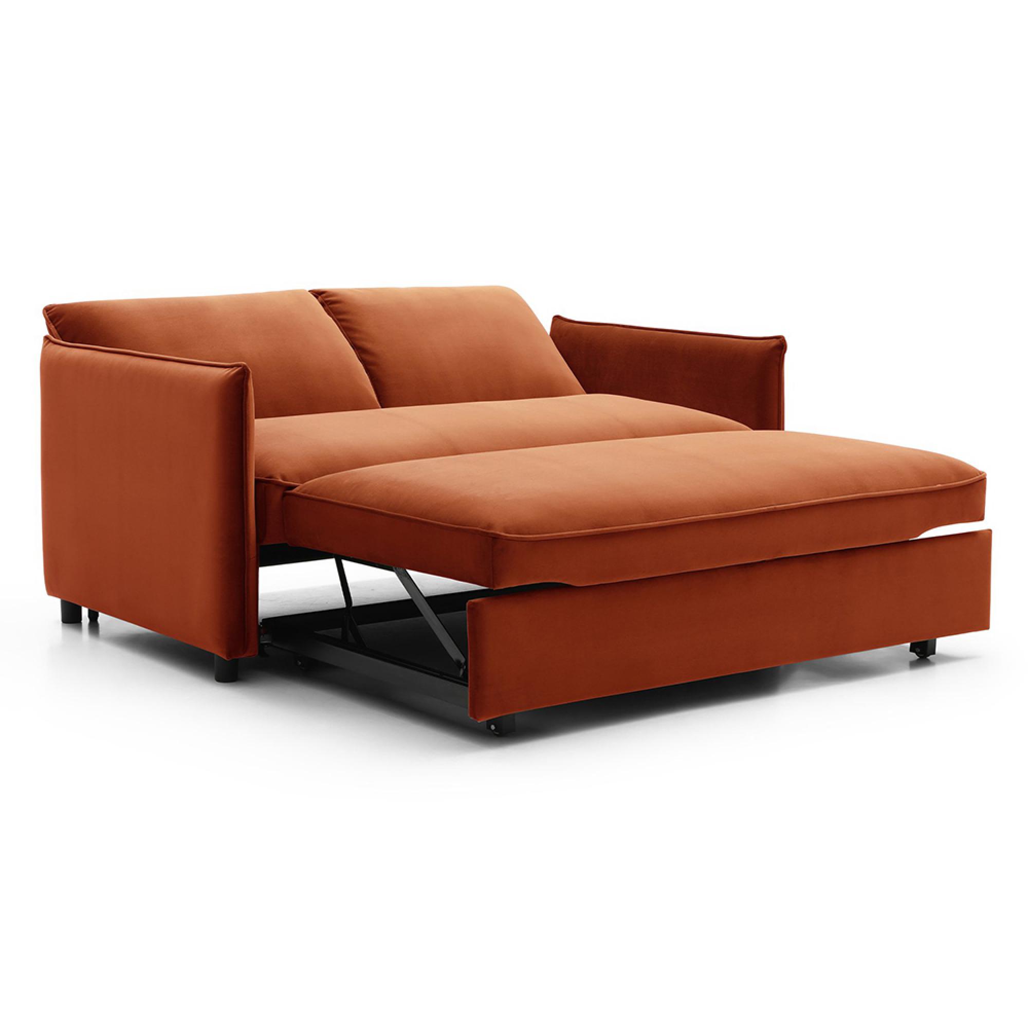Blaire Sofa Bed - Athena Burnt Orange Velvet Fabric - 2 Seater