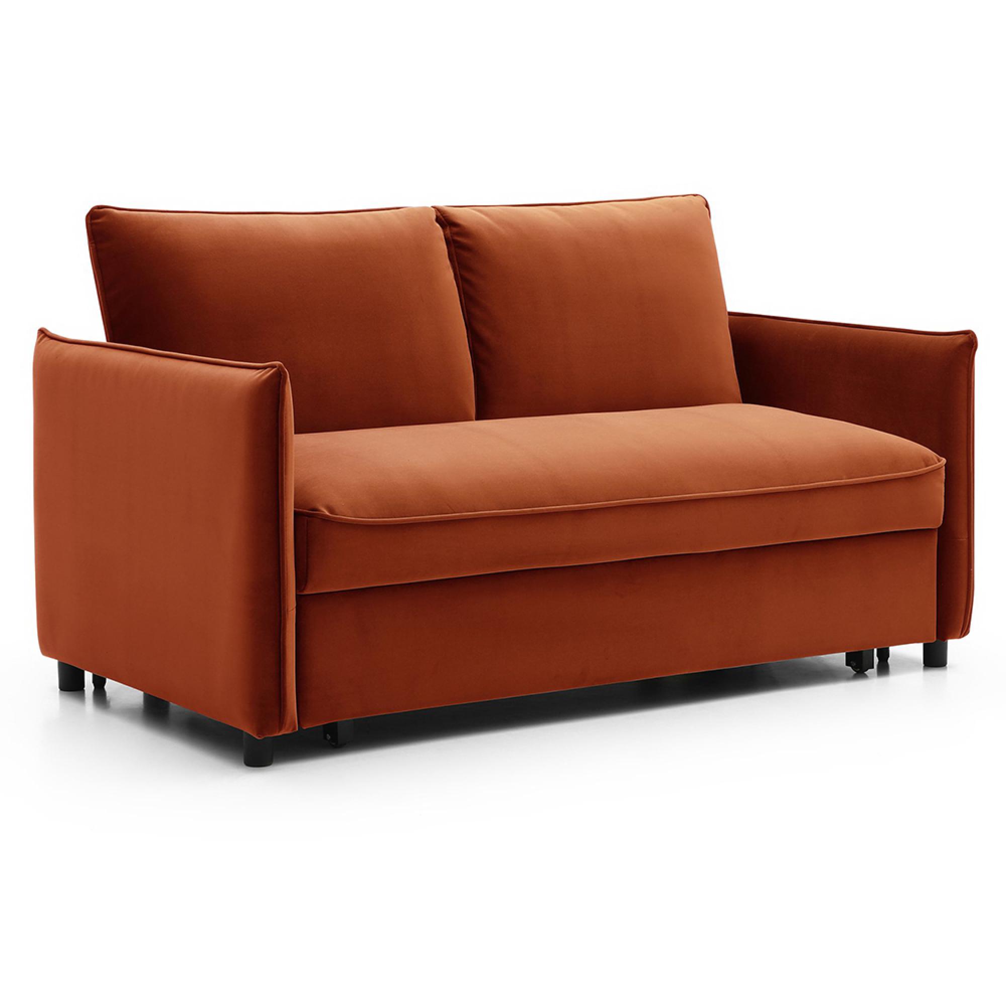 Blaire Sofa Bed - Athena Burnt Orange Velvet Fabric - 2 Seater
