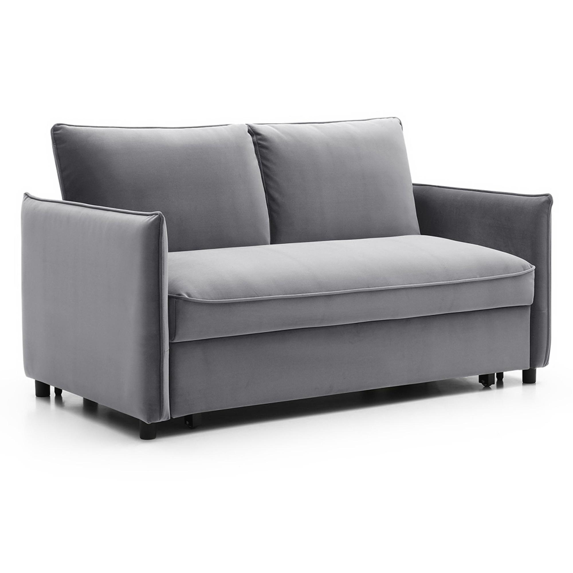 Blaire Sofa Bed - Athena Grey Velvet Fabric - 2 Seater