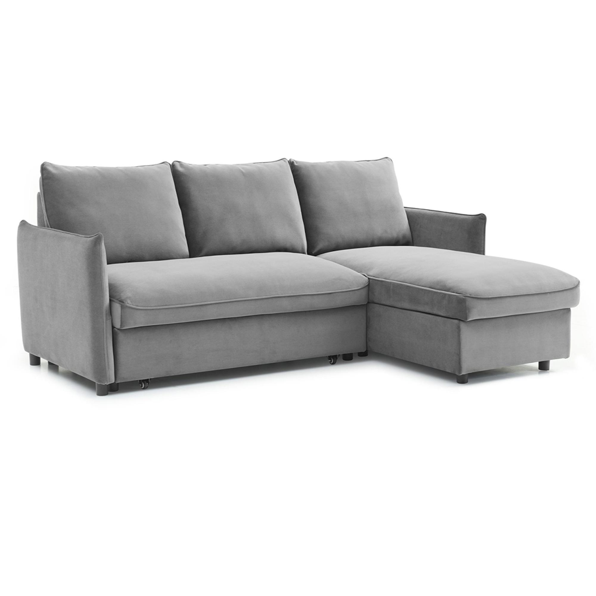 Blaire Sofa Bed - Athena Grey Velvet Fabric - Corner