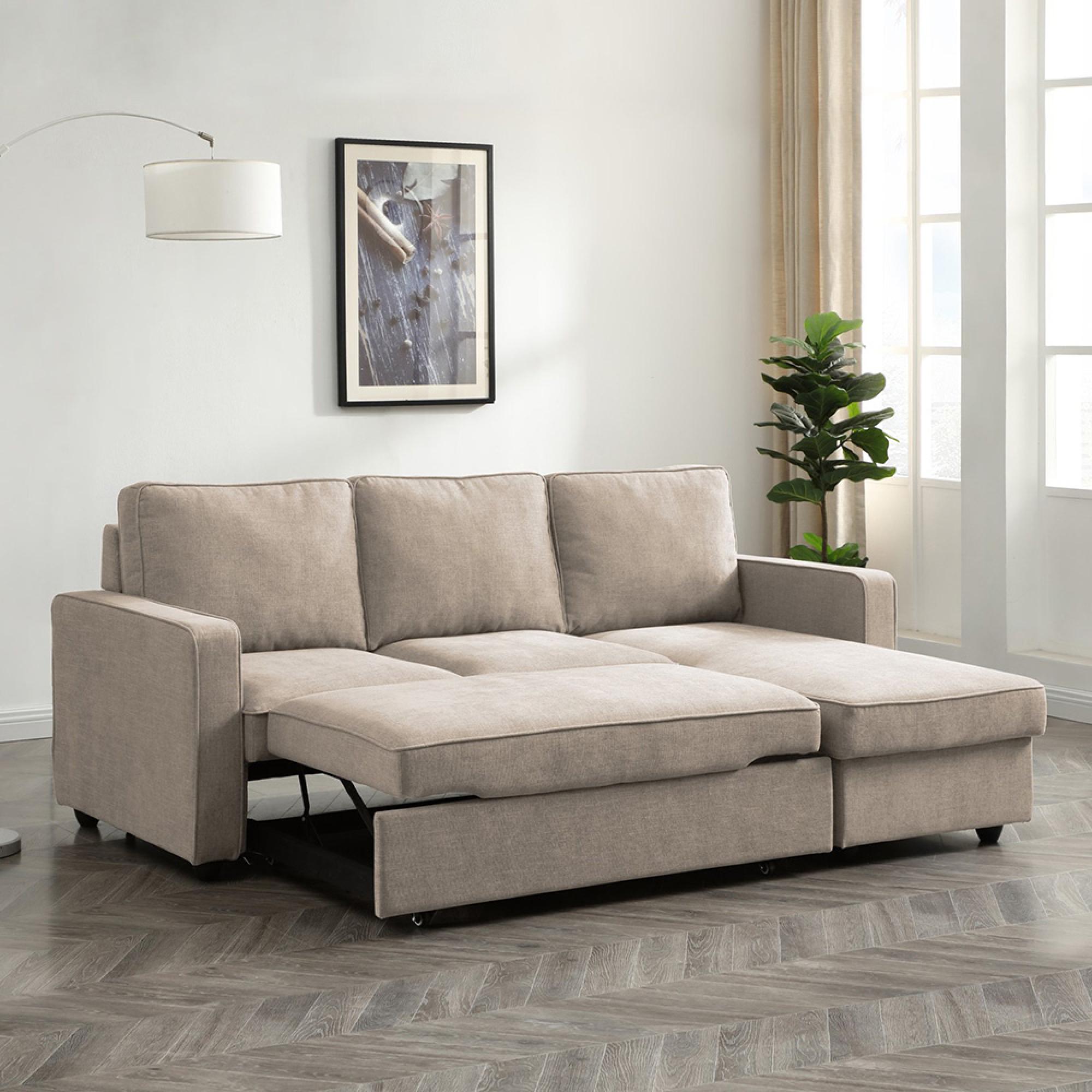Myles Sofa Bed - Typhon Natural Weave Fabric - Corner