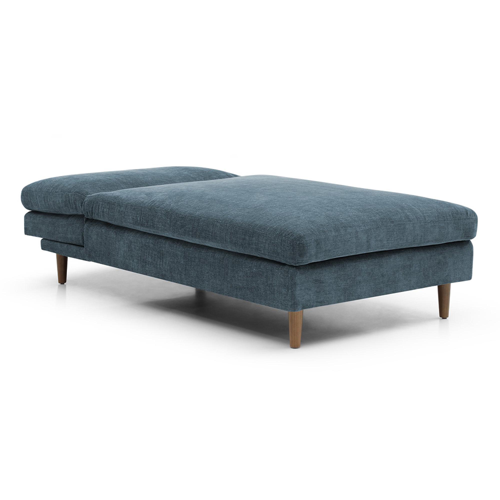 Scott Sofa Bed - Eryx Chenille Navy Blue Fabric - Chaise