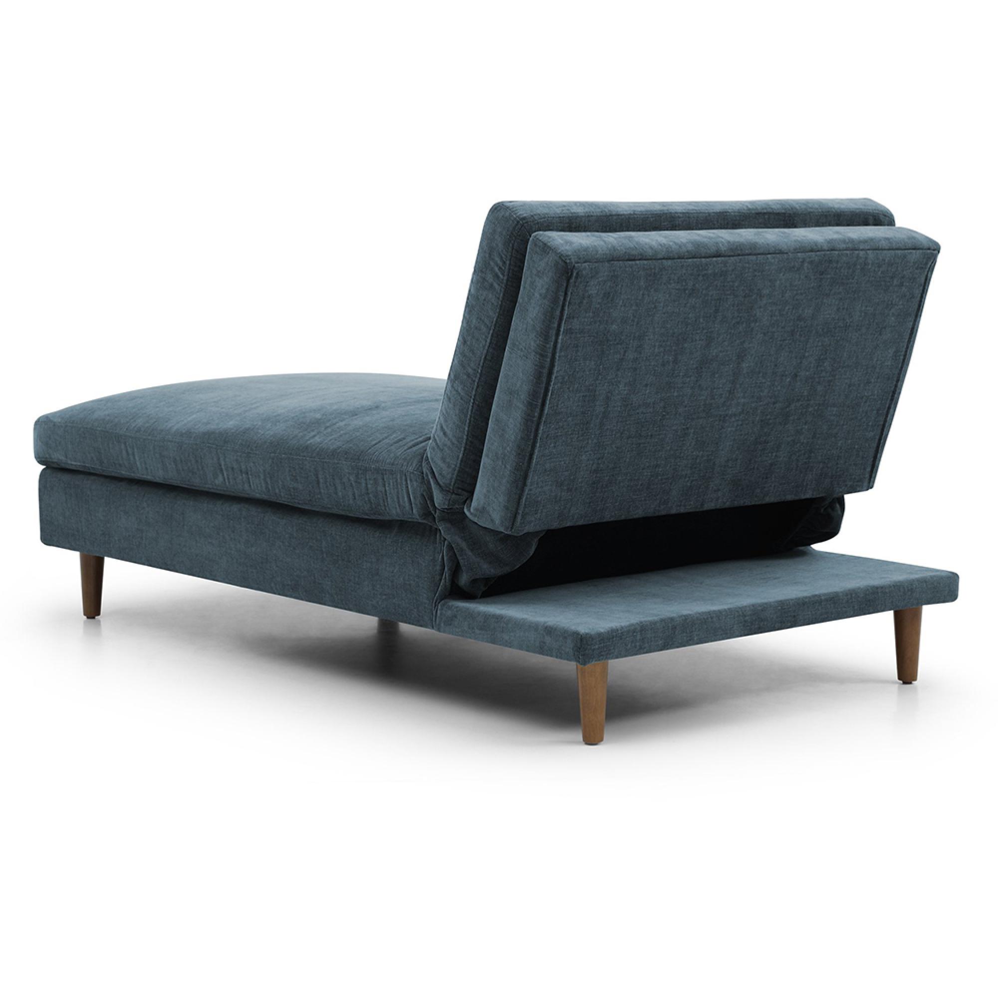 Scott Sofa Bed - Eryx Chenille Navy Blue Fabric - Chaise