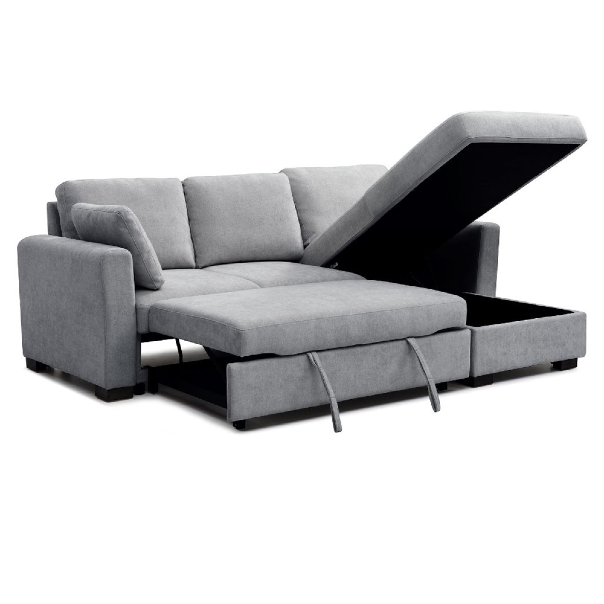 Sorrento Sofa Bed - Grey Fabric - Corner - Pull Out with Storage