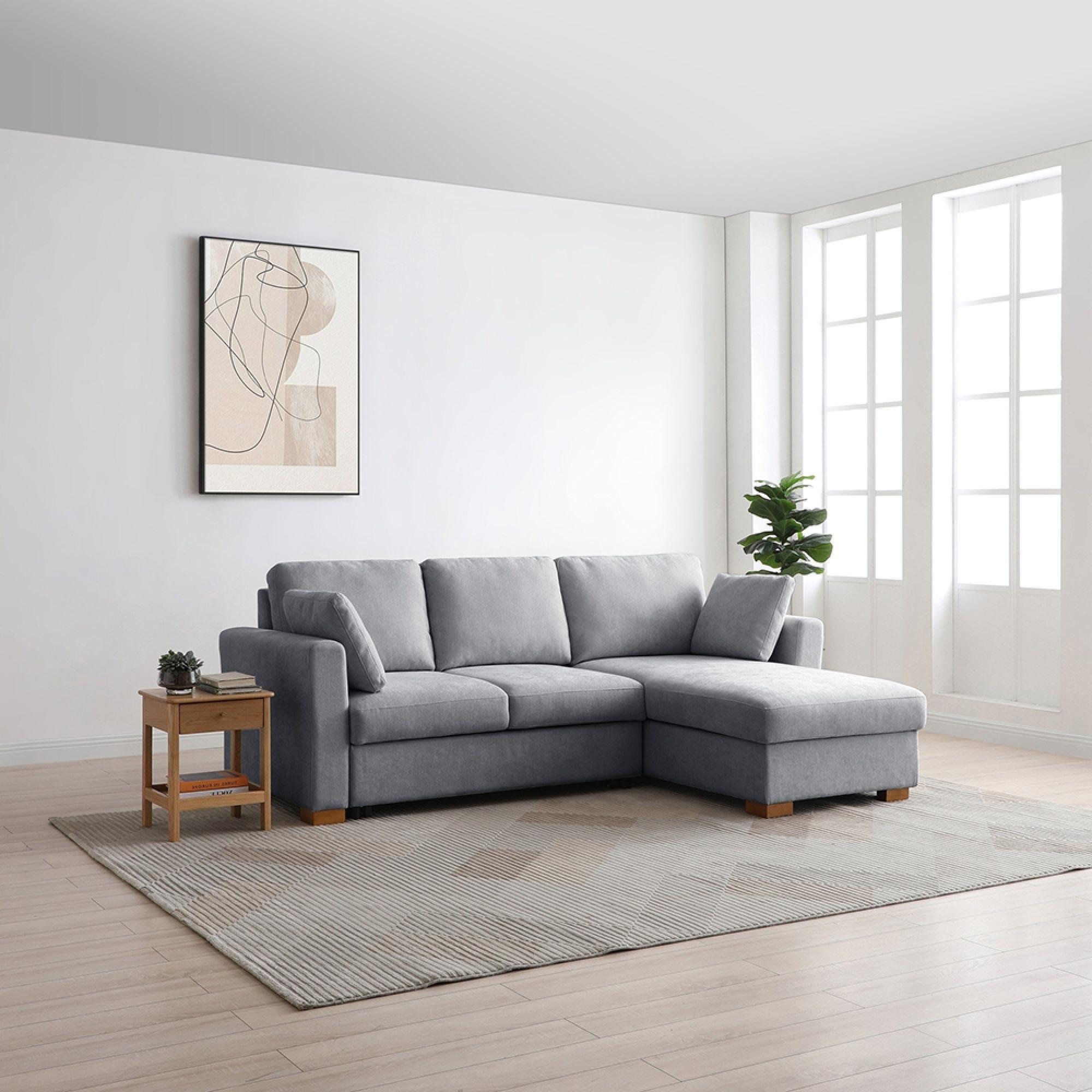Sorrento Sofa Bed - Grey Fabric - Corner - Pull Out with Storage