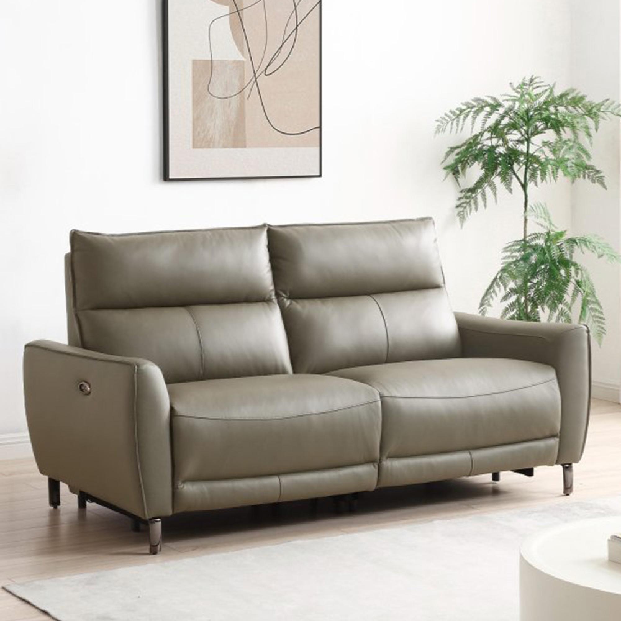 Brooke Electric Recliner Sofa - Taupe Leather - 3 Seater