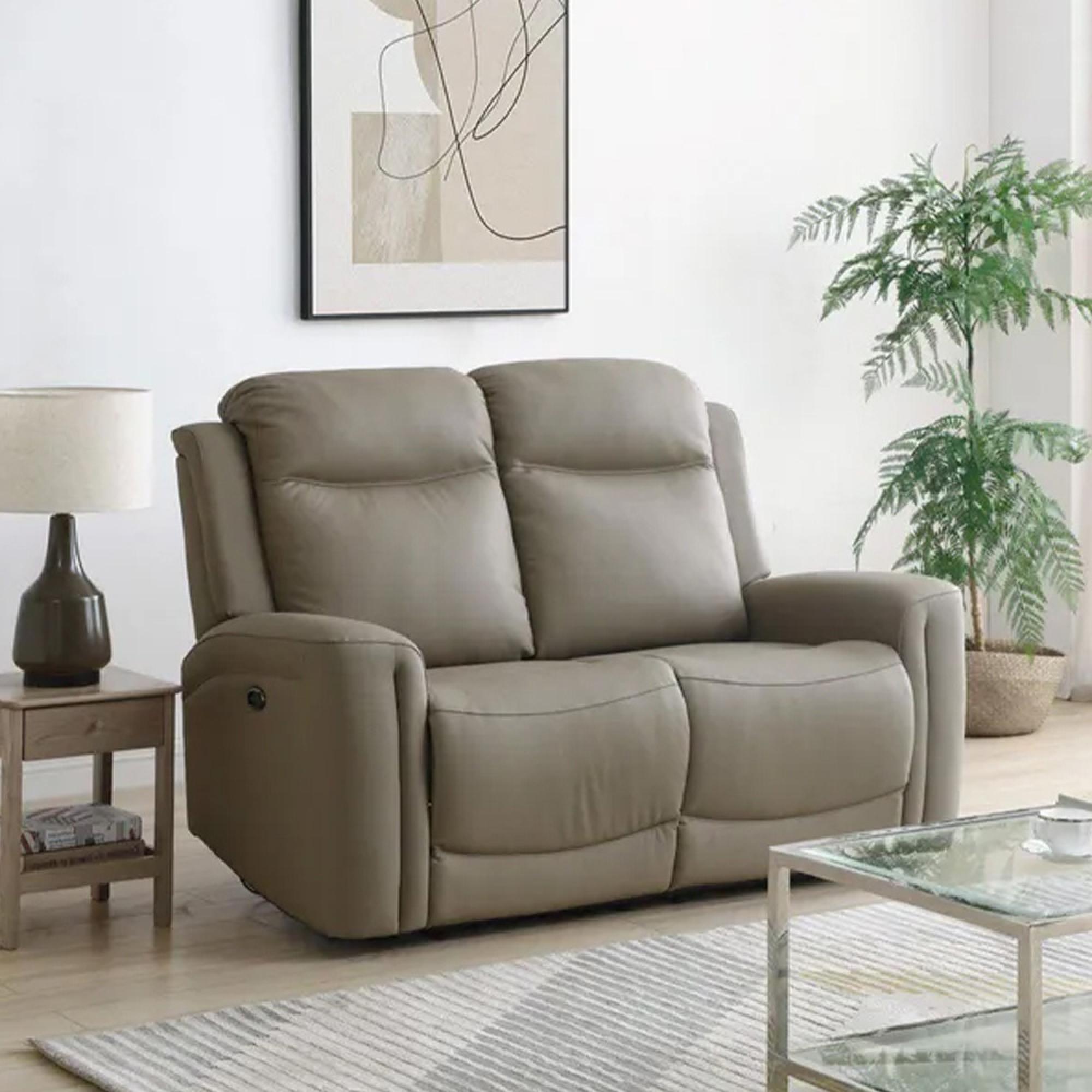 Henley Electric Recliner Sofa - Taupe Leather - 2 Seater