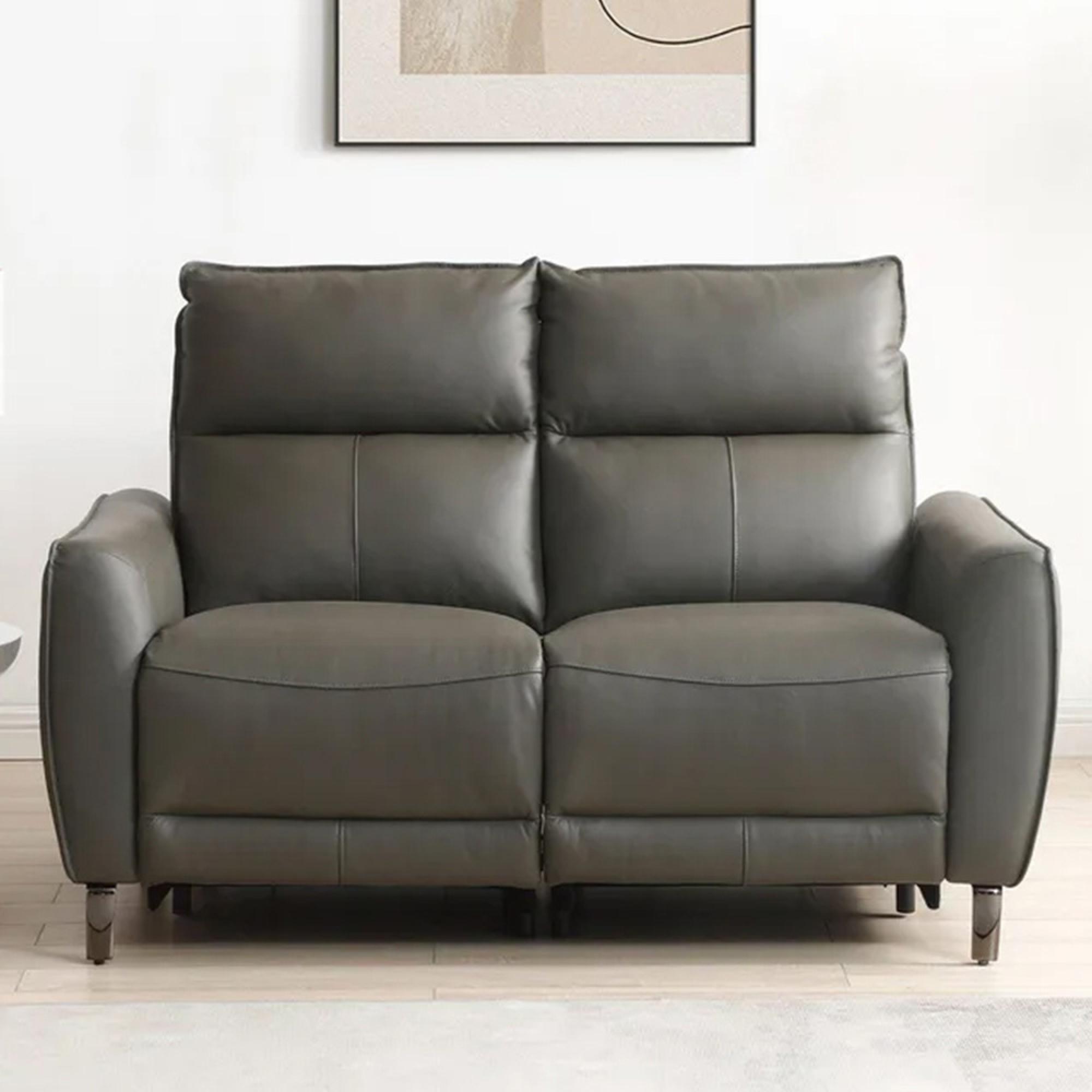 Brooke Electric Recliner Sofa - Grey Leather - 2 Seater